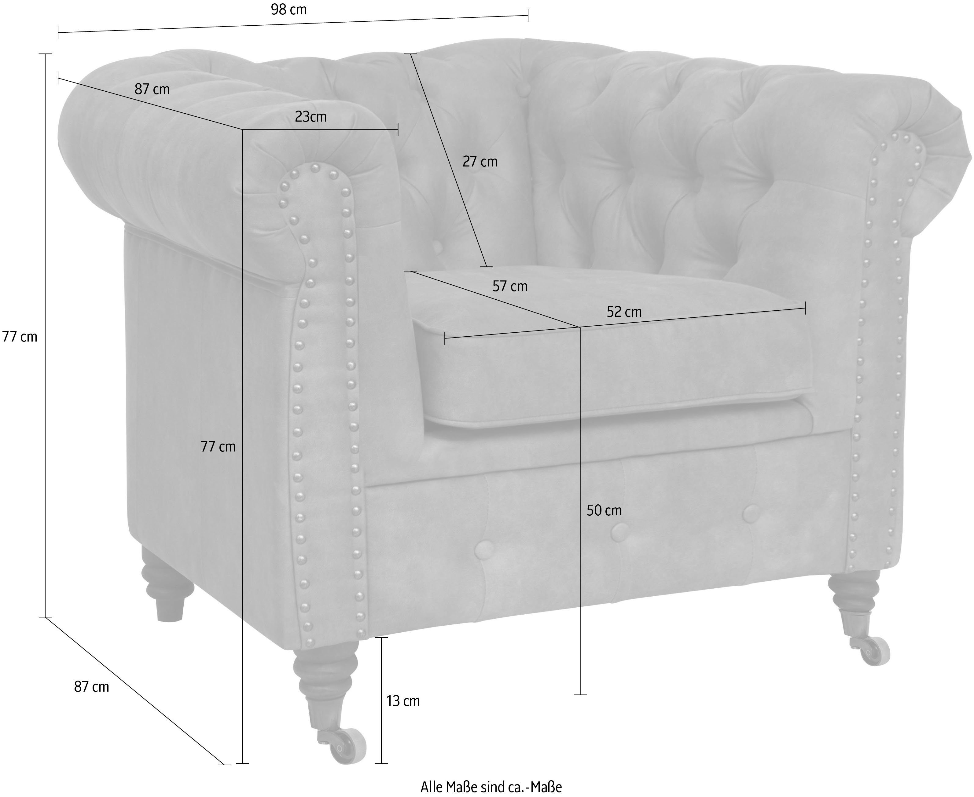 Home affaire Chesterfield-fauteuil Aarburg fauteuil luxueuze capitonnage en siernagels in chesterfield-design