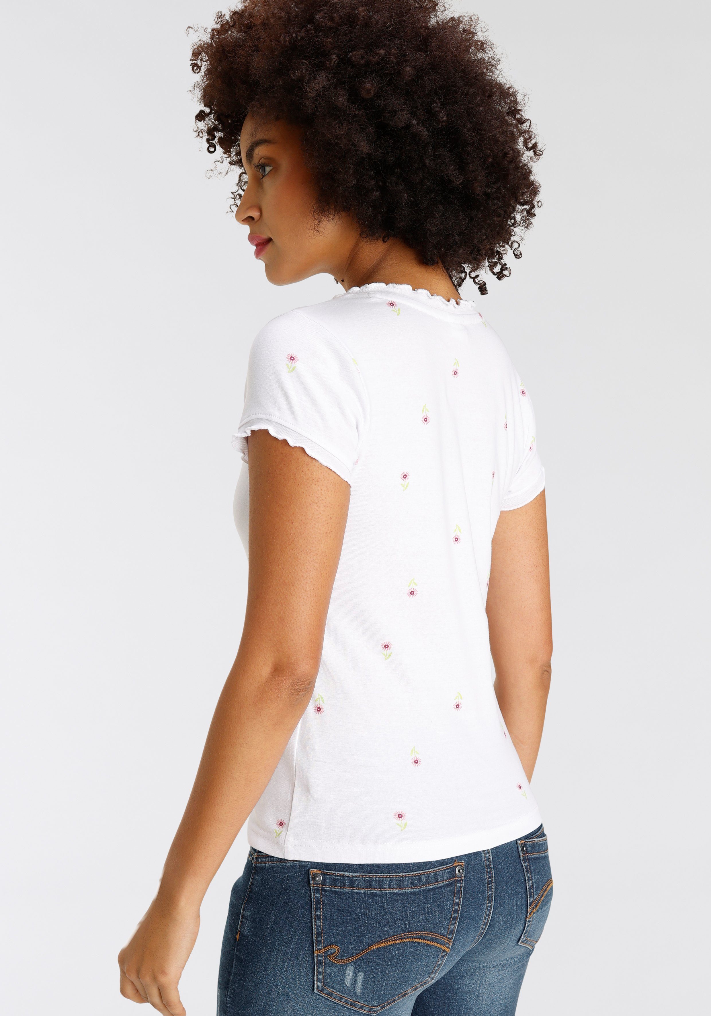 KangaROOS Shirt met korte mouwen korte mouw, figuuraccentuerend, van katoen