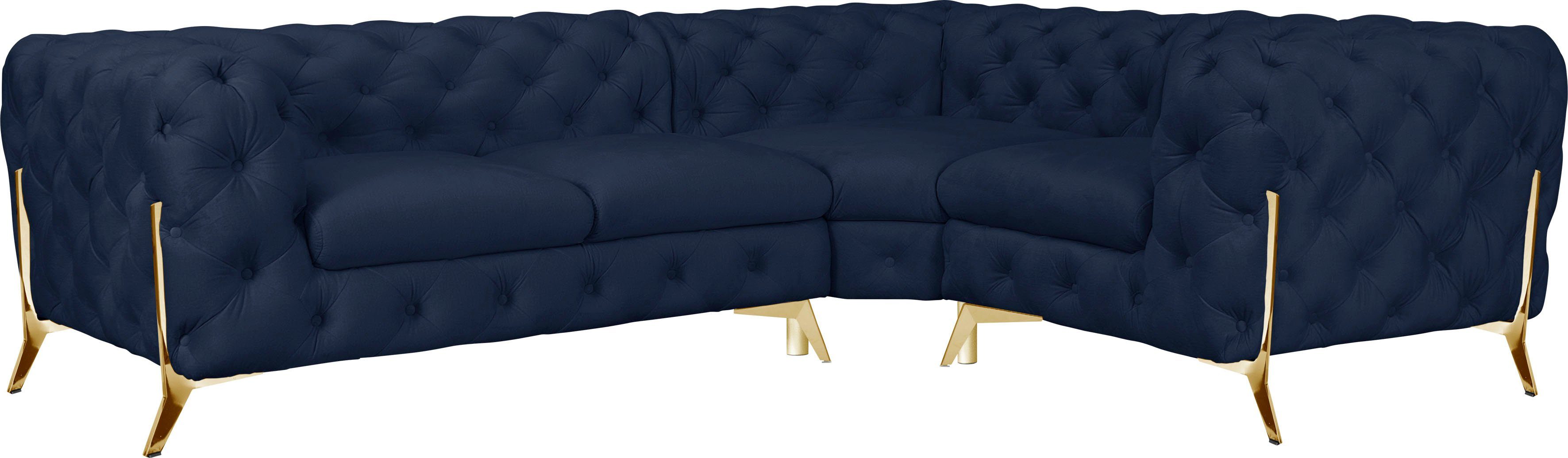 Leonique Chesterfield-bank Amaury L-vorm moderne chersterfield-look, breedte 262 cm, kleur van de poten ter keuze
