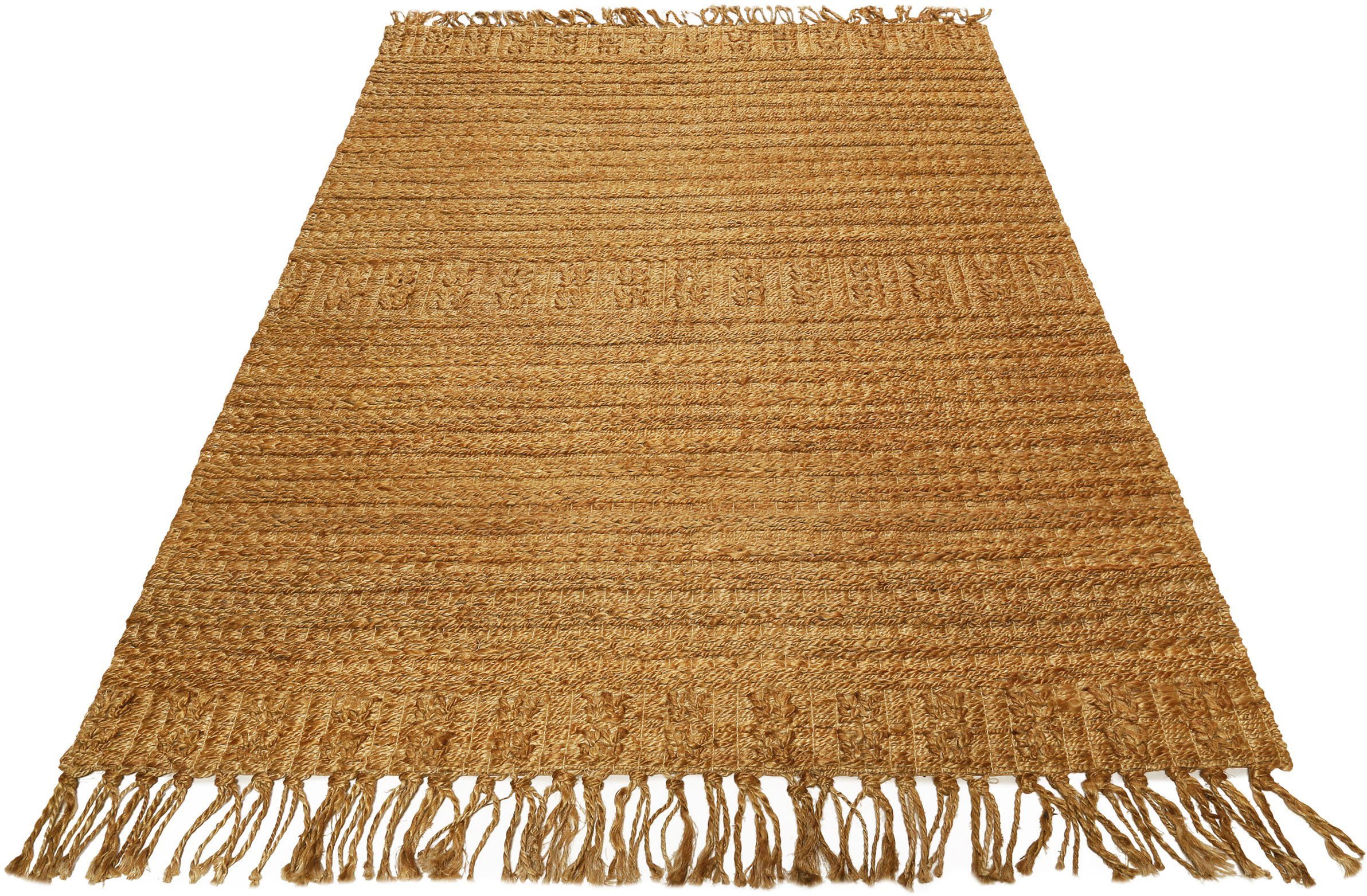 Green Looop Vloerkleed Marseille met de hand geweven jute-vloerkleed, natuurmateriaal, woonkamer