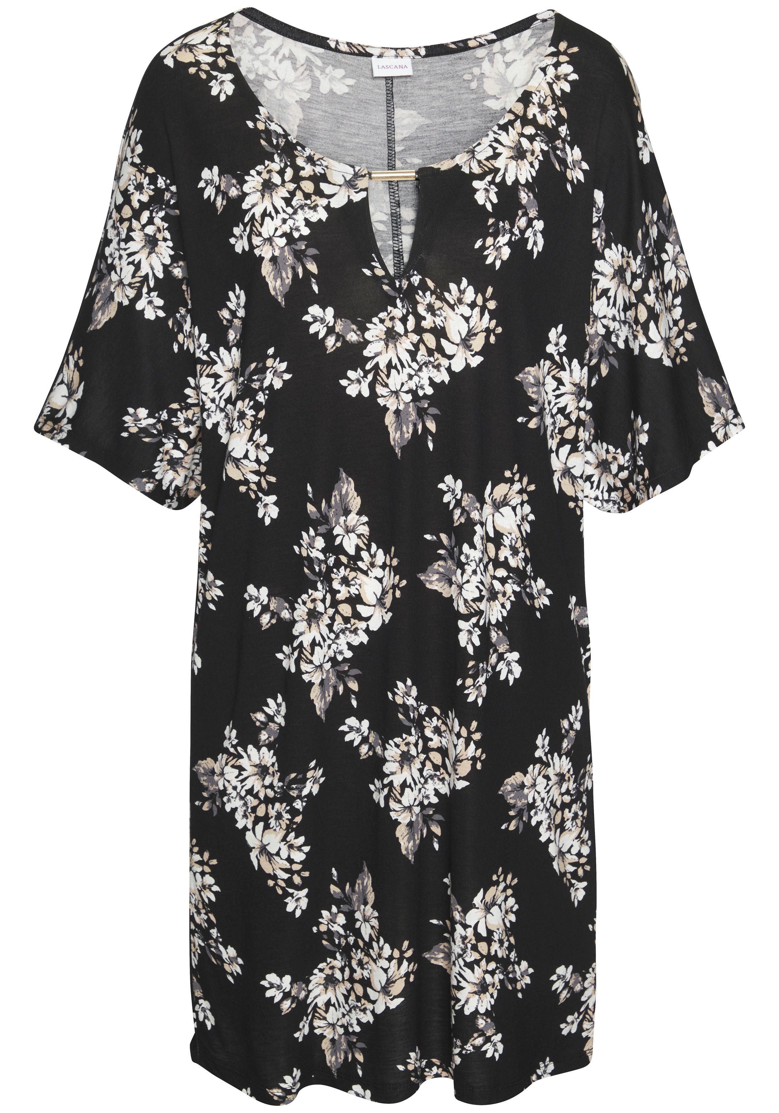 Lascana Lang shirt met subtiele bloemenprint blousejurk met wijde mouwen