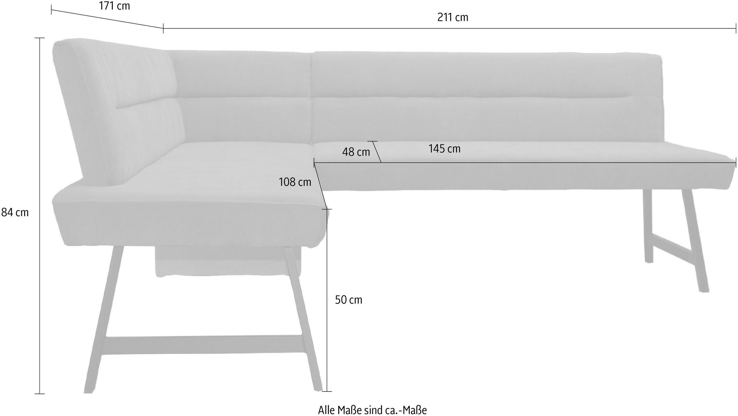 Home affaire Eethoek Sava Hoekbank met nosagvering in de zitting, massief eiken tafel (set, 4-delig)