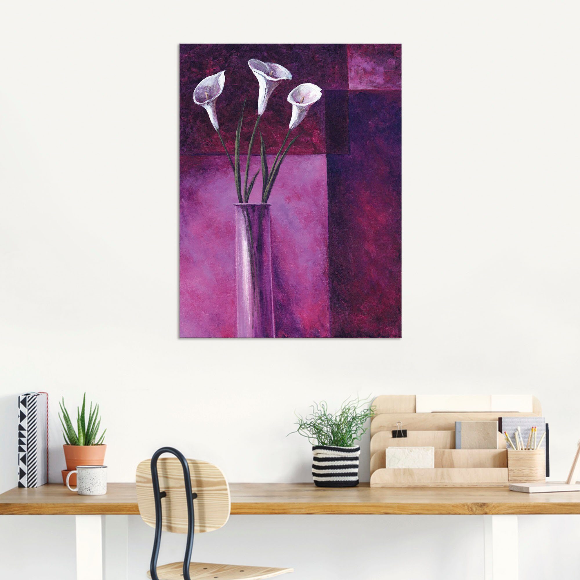 Artland Artprint Callas paars als artprint van aluminium, artprint voor buiten, artprint op linnen in verschillende maten