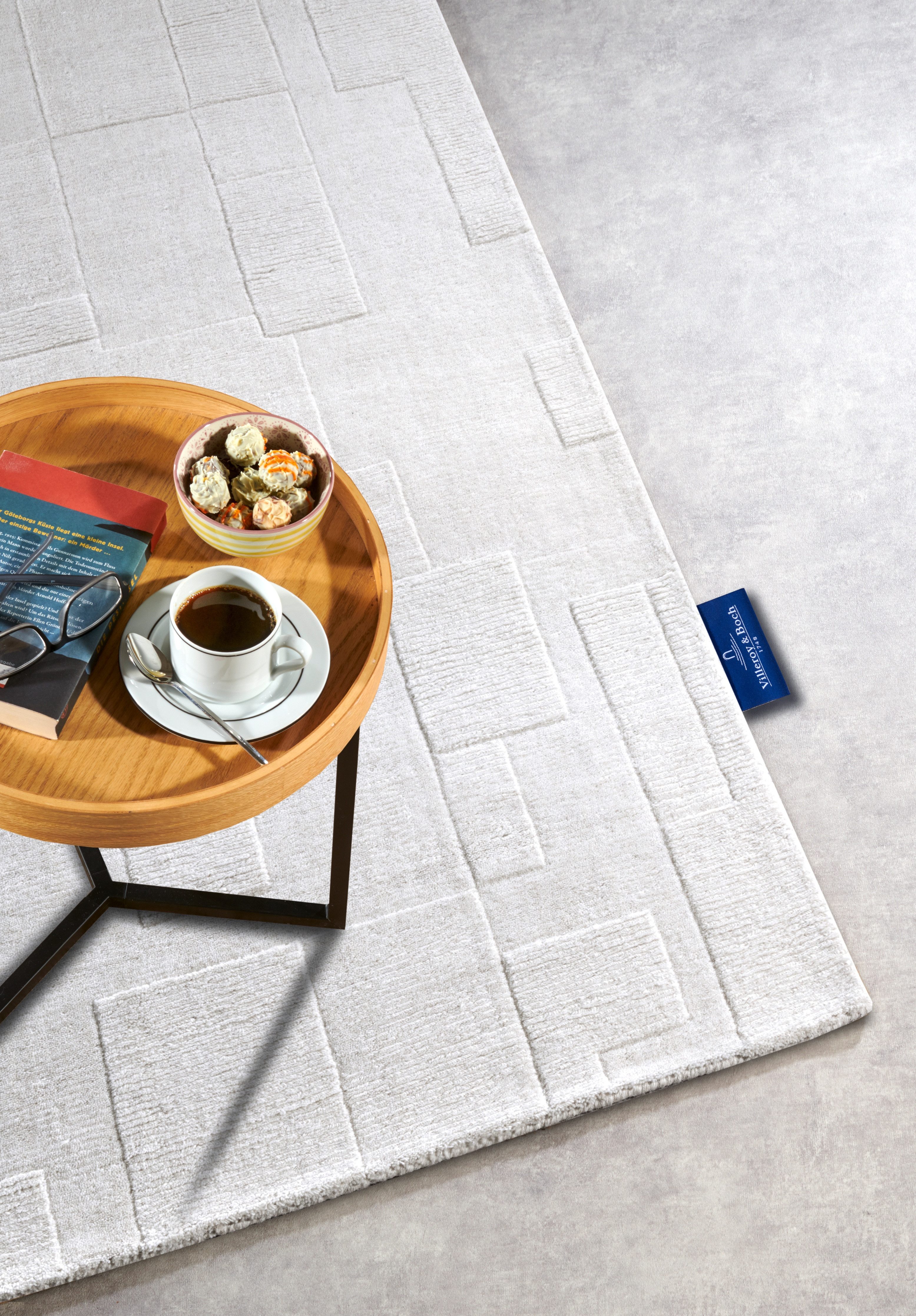 Villeroy & Boch Wollen kleed Wilhelmine Loper, handgeweven, wol, natuur, woonkamer, geometrie, boho