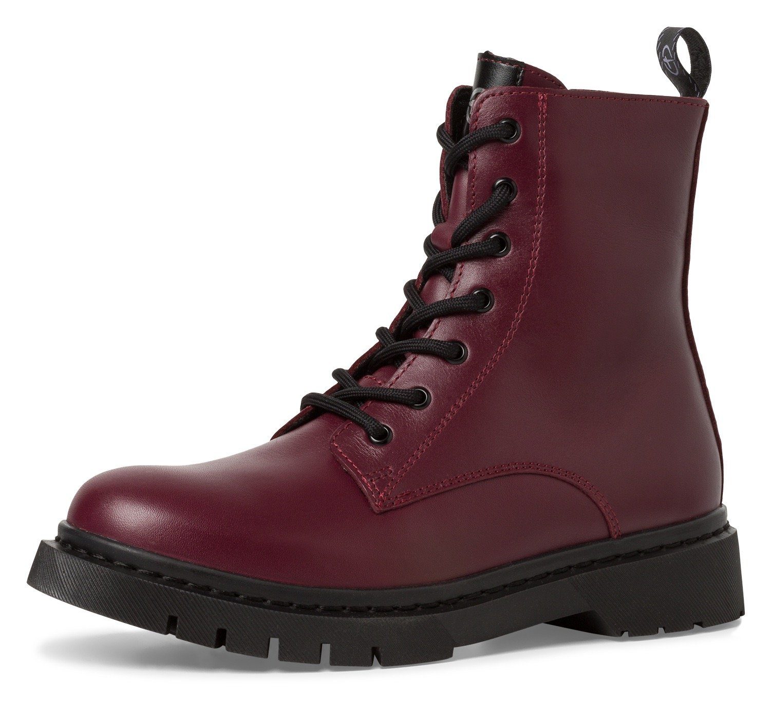 Tamaris Veterschoenen lace-up ankle boots, chunky boots with logoprinted pull tab