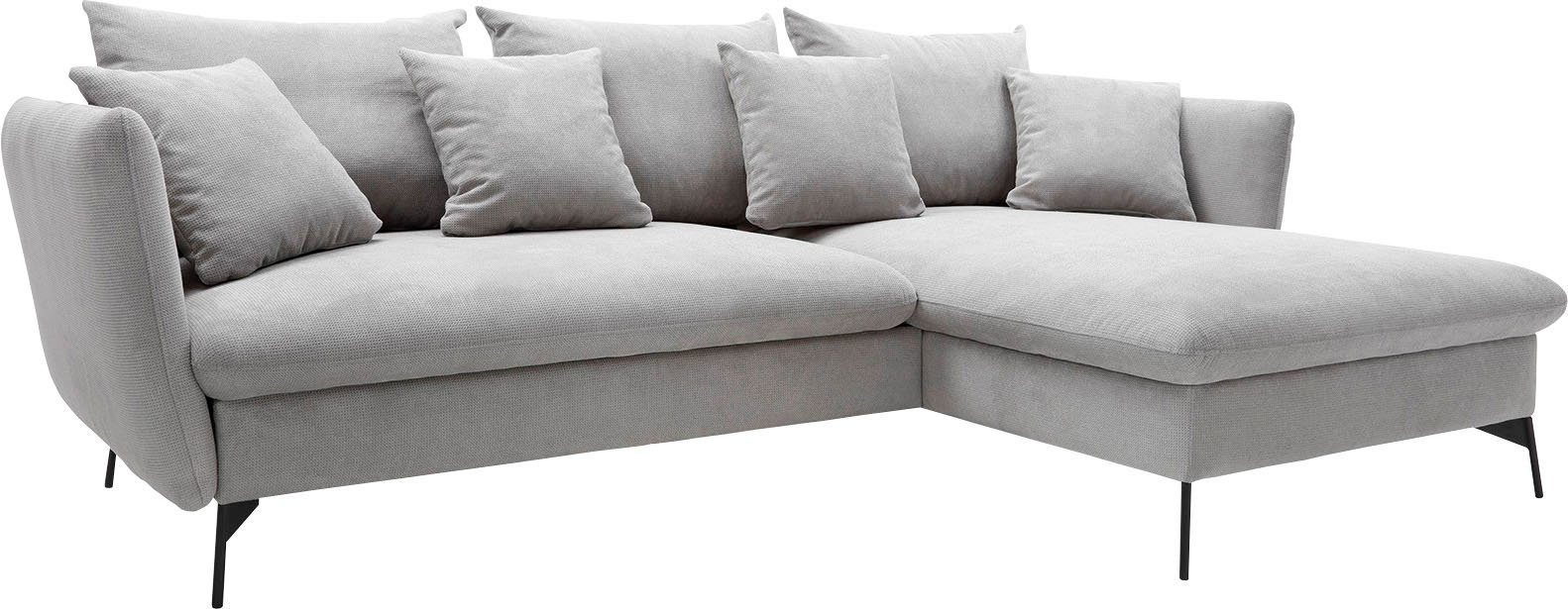 andas Hoekbank LIVORNO,258 cm, L-model, Slaapfunctie en bedlade (139/224 cm), fluweel, structuur, geweven stof
