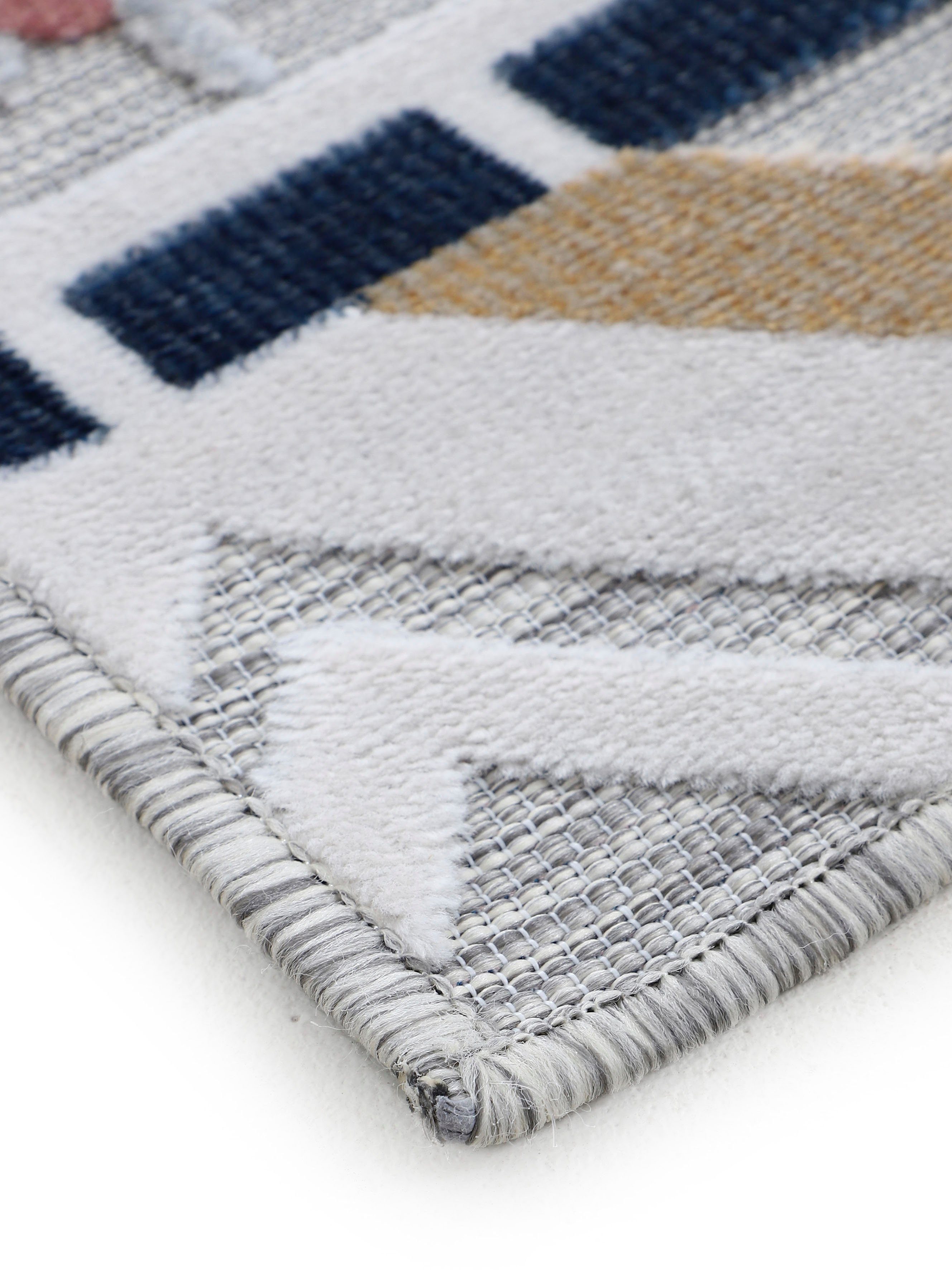 carpetfine Vloerkleed Deja 101 robust vlakweefsel, motief - florale palmbladeren, hoog-laag effect
