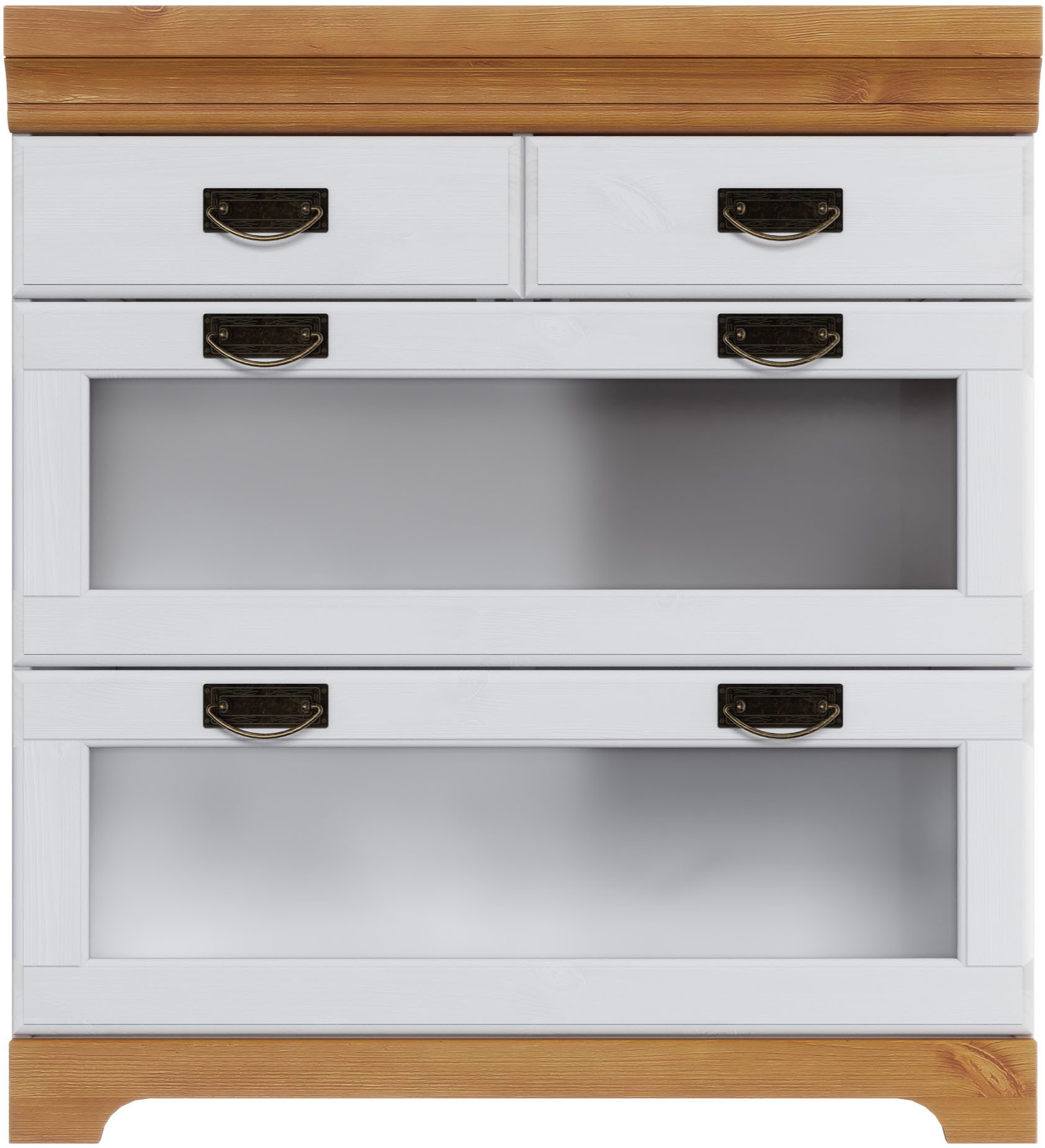 Home affaire Onderkast Rügen Breedte 80 cm, massief grenen, lades met glas-inzet
