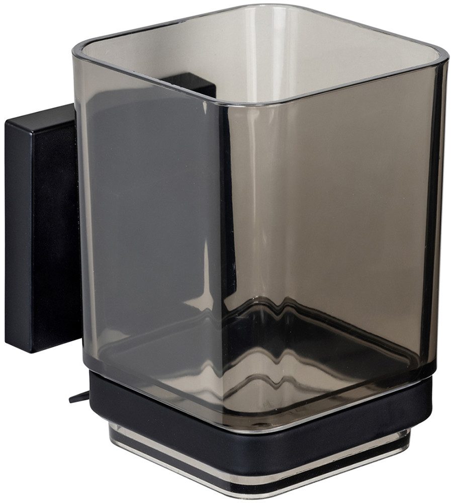 WENKO Poetsbeker Vacuum-Loc® model Quadro met wandbevestiging zonder boren, roestvrij staal en kunststof
