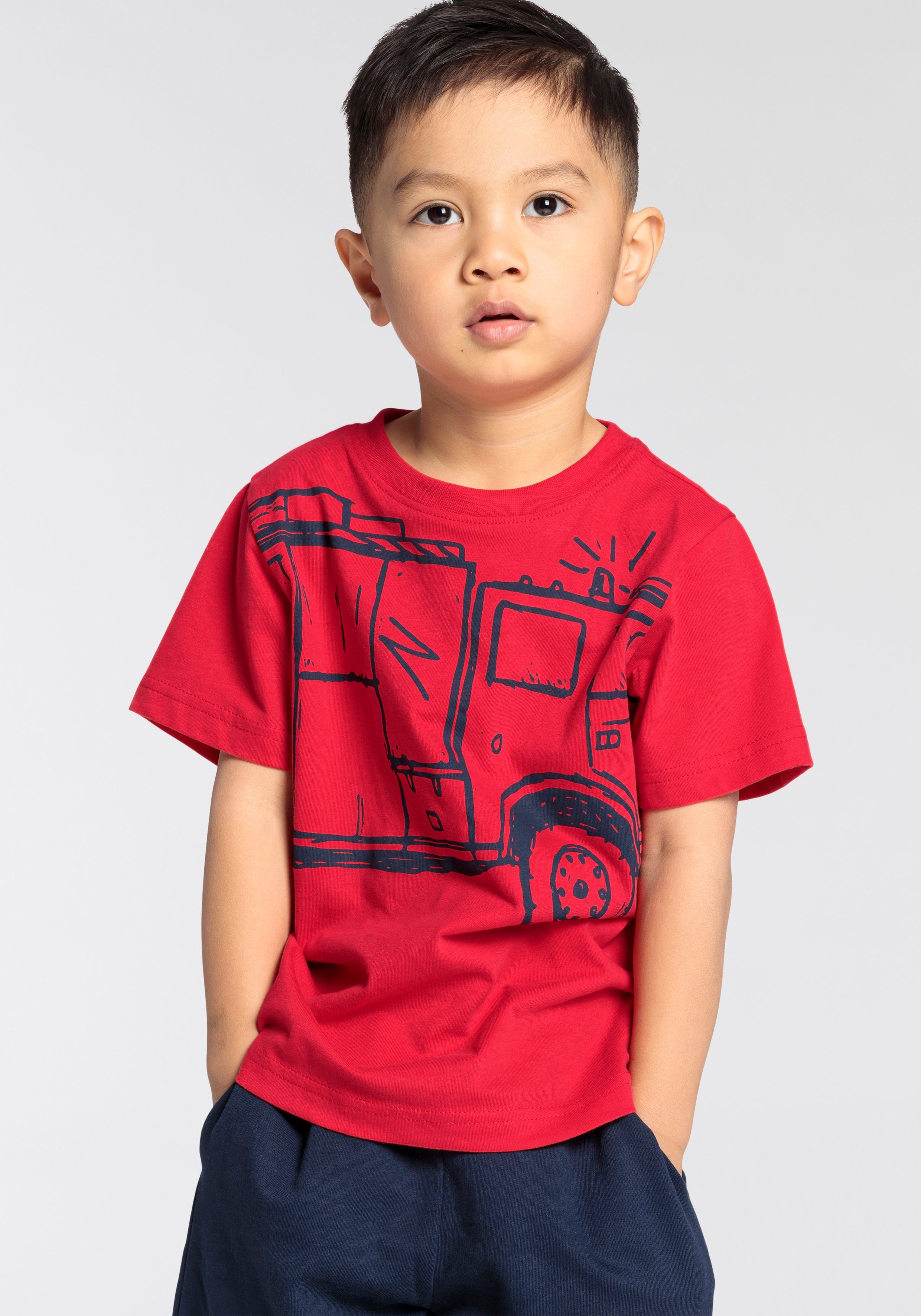 KIDSWORLD T-shirt Brandweer Korte mouwen, basic pasvorm, met trendy print, ronde hals