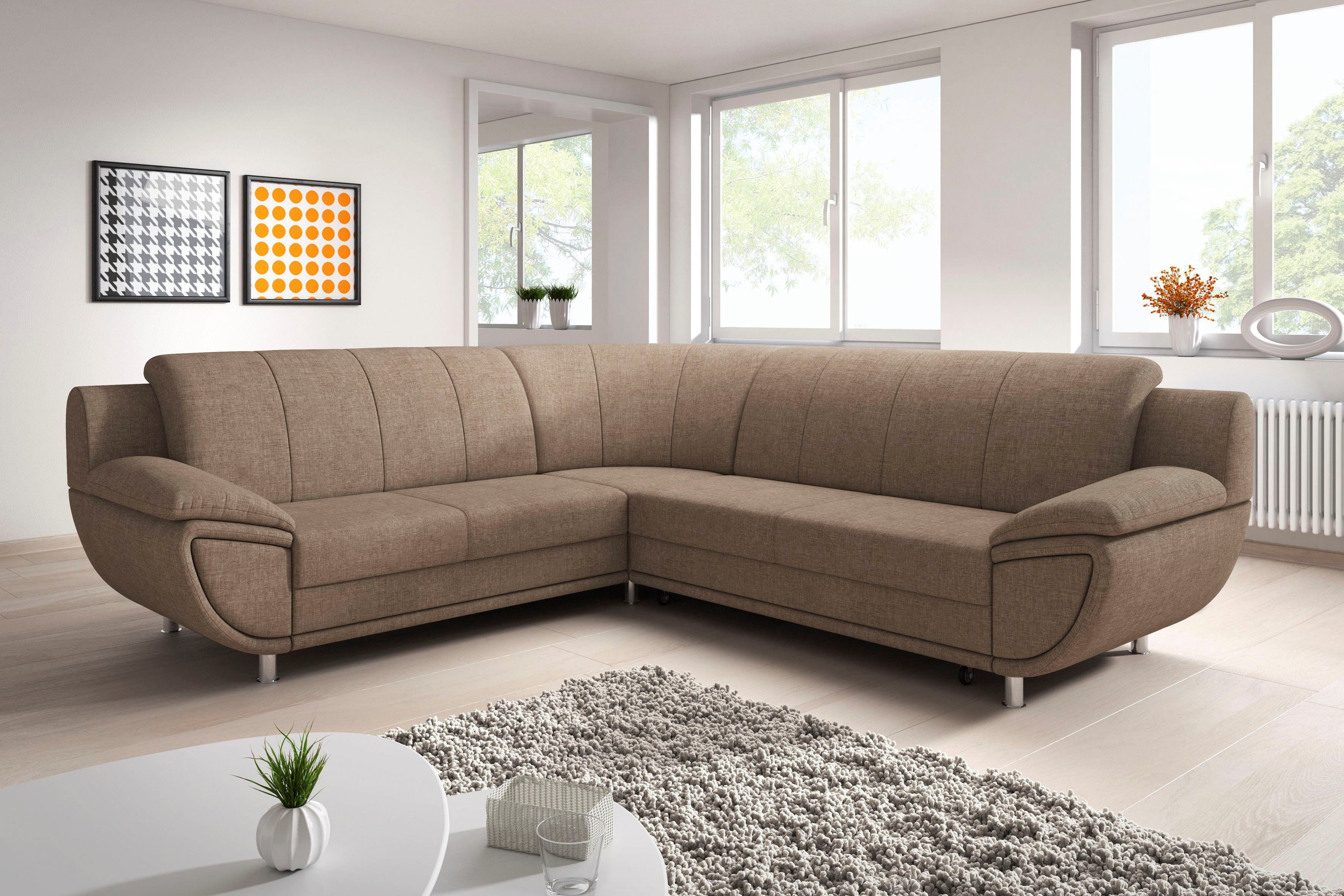 TRENDMANUFAKTUR Hoekbank Rondo II, tijdloos & elegant, comfortabele armleuningen, L-vorm