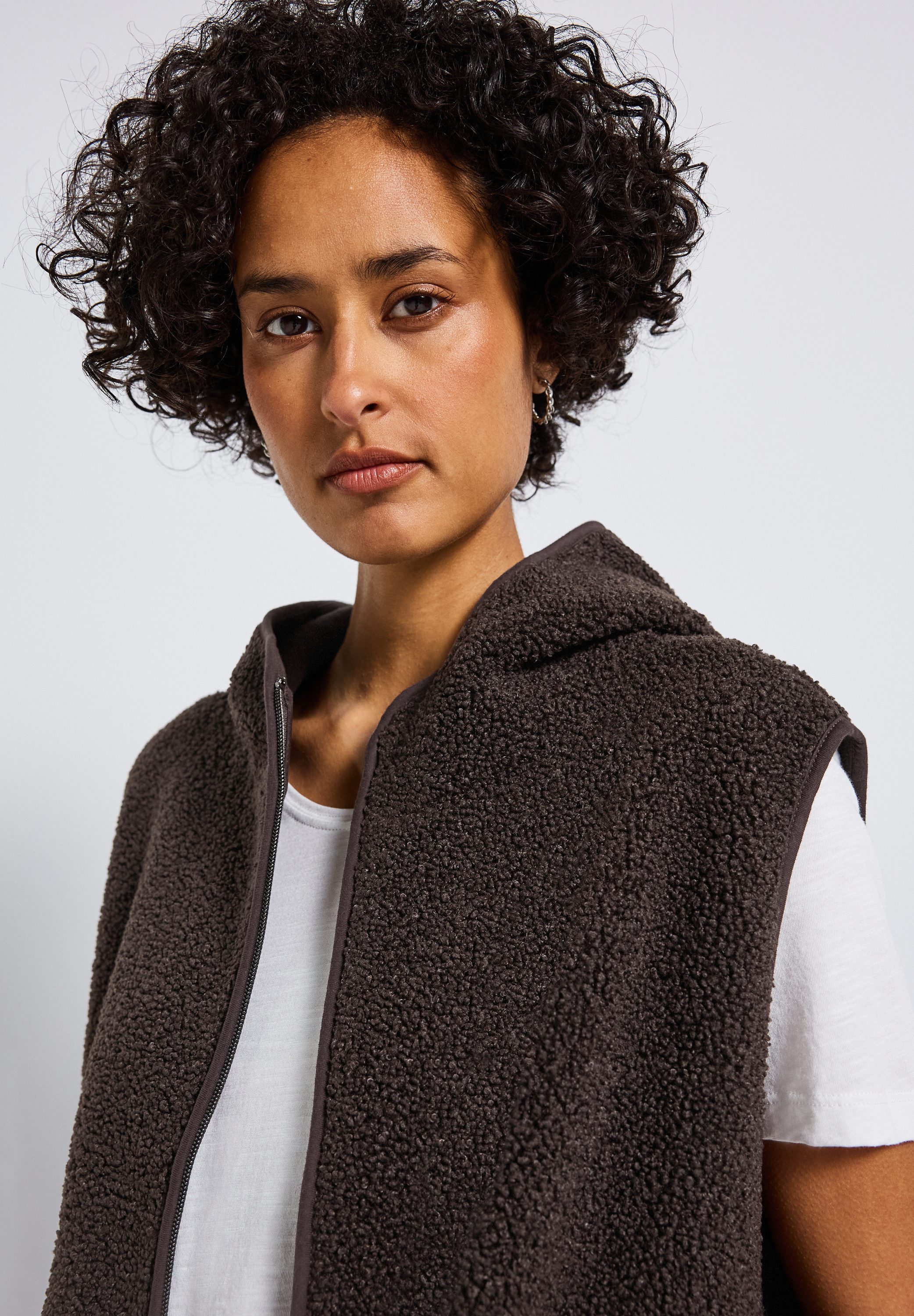 STREET ONE Mouwloos pluchen vest