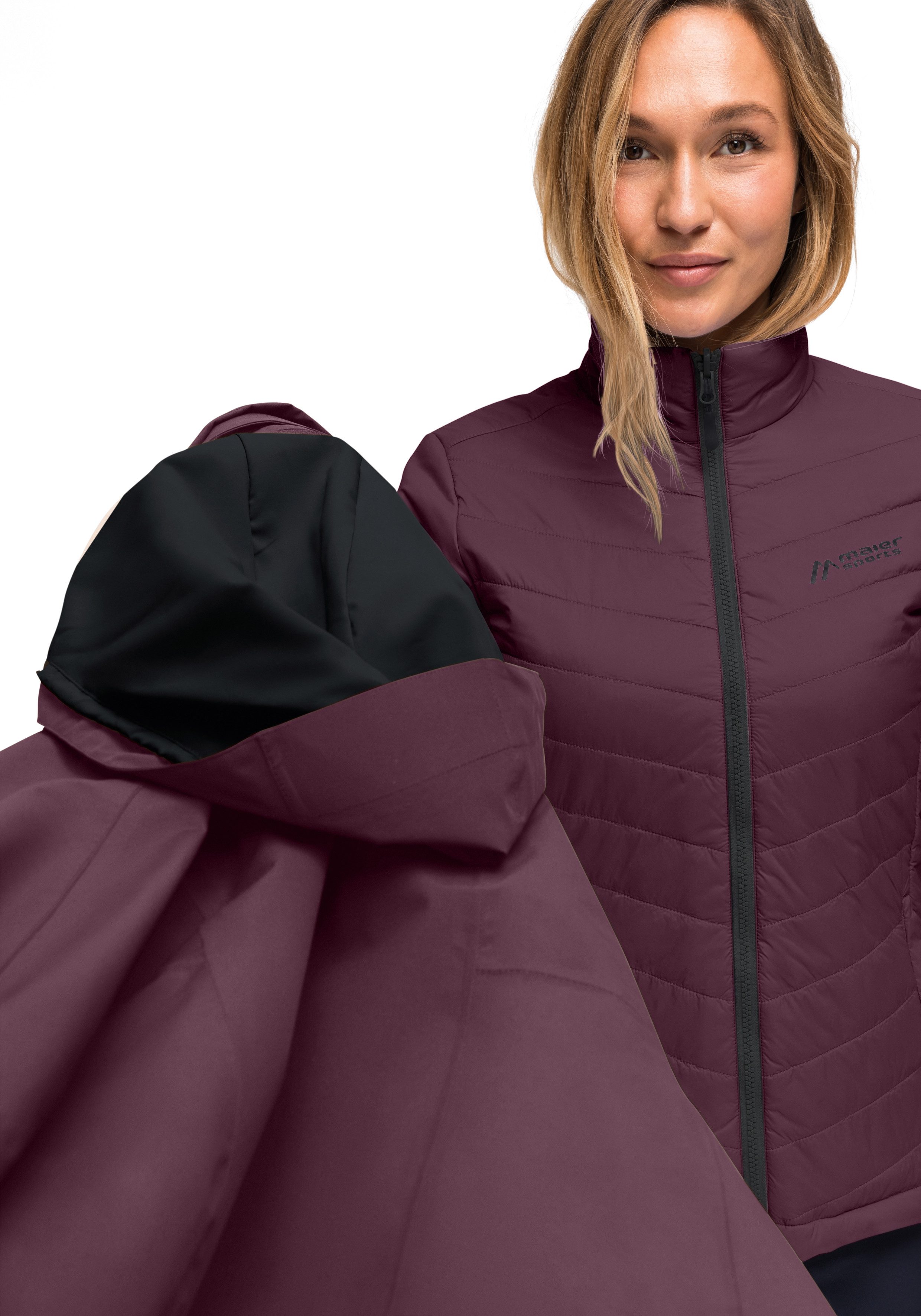 Maier Sports Functioneel jack Lisbon 3in1 Dames Regenjas, gewatteerde Winterjas, wind/waterdicht, Reg. Fit