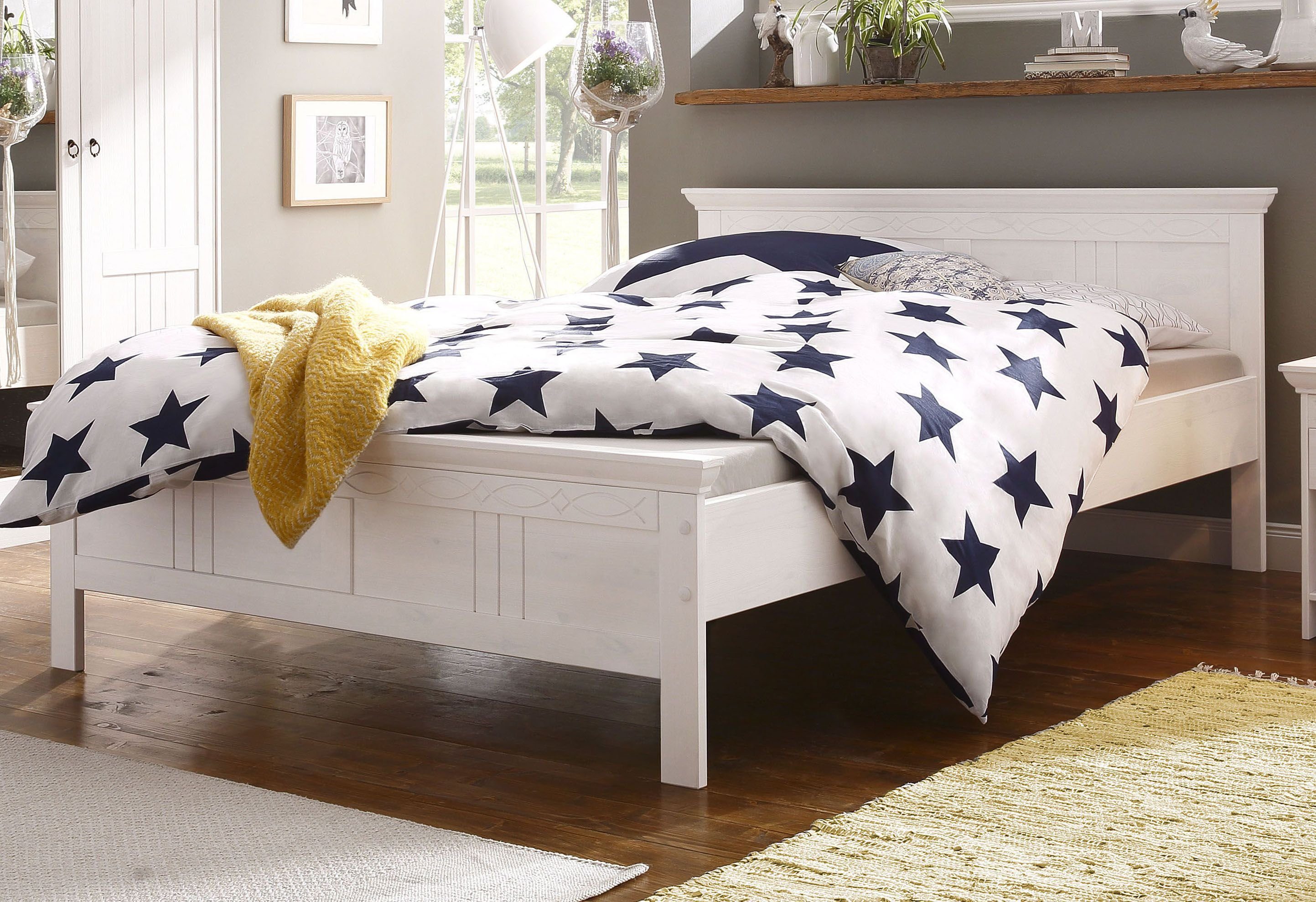 Home affaire Massief houten ledikant Indra, TOPSELLER, landhuisstijl, elegant design, gecertificeerd massief hout