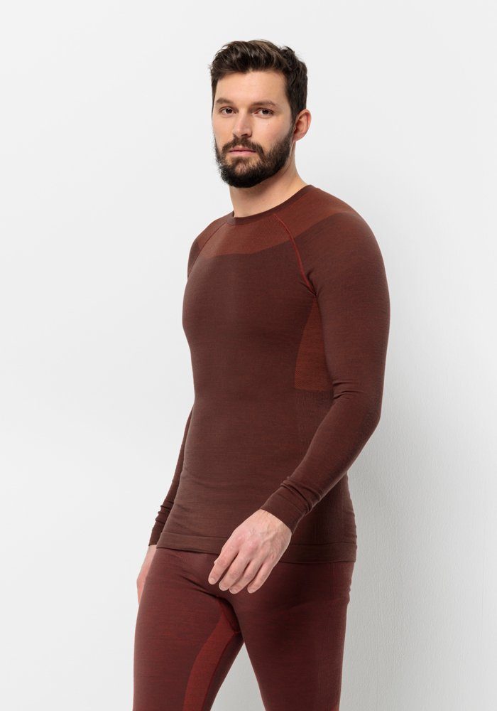 Jack Wolfskin Shirt met lange mouwen SEAMLESS WOOL L/S M heren t-shirts maat L (52) bruin