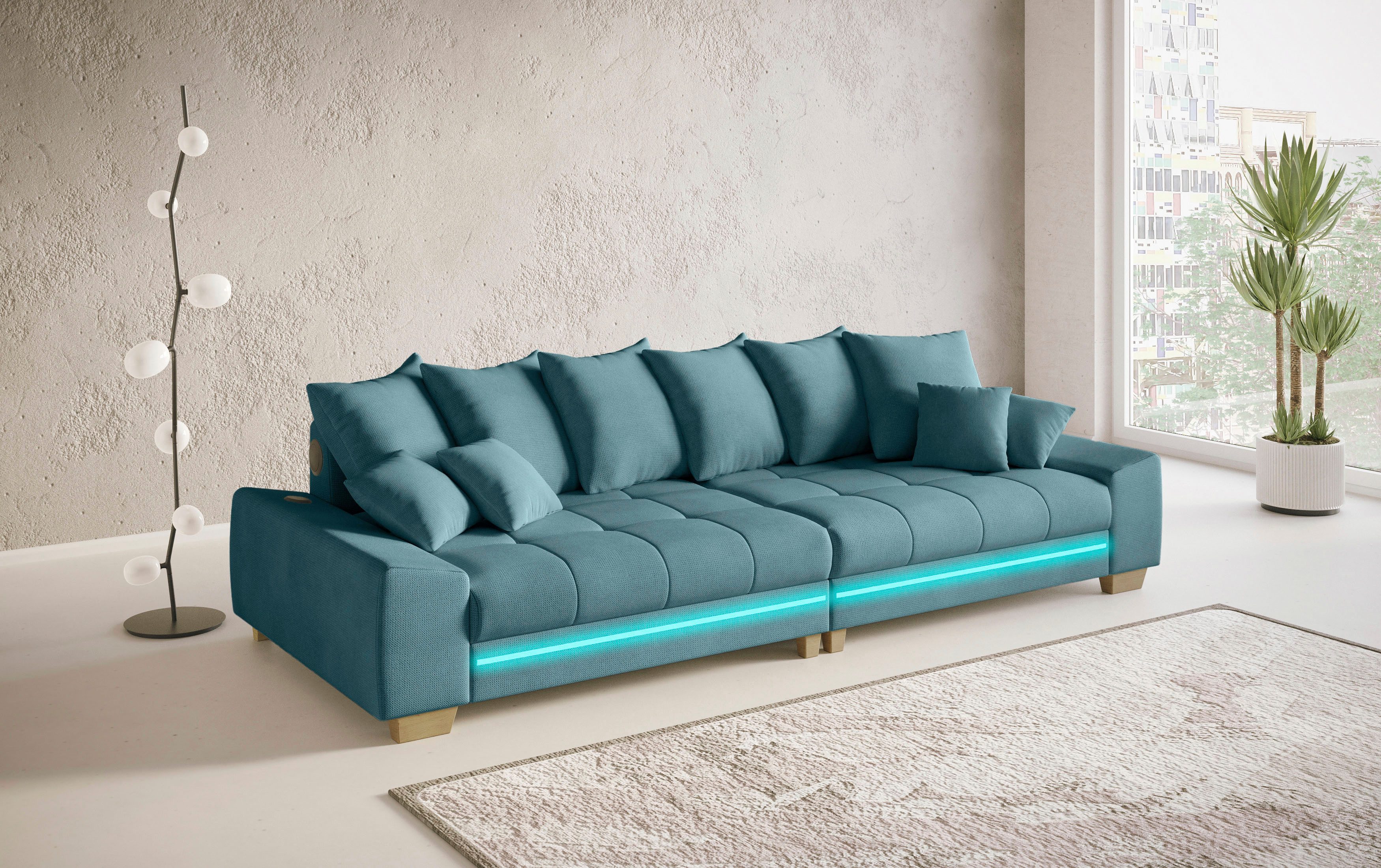 Mr. Couch Megabank Nikita II met rgb-led, bluetooth-geluidssysteem, koudschuim