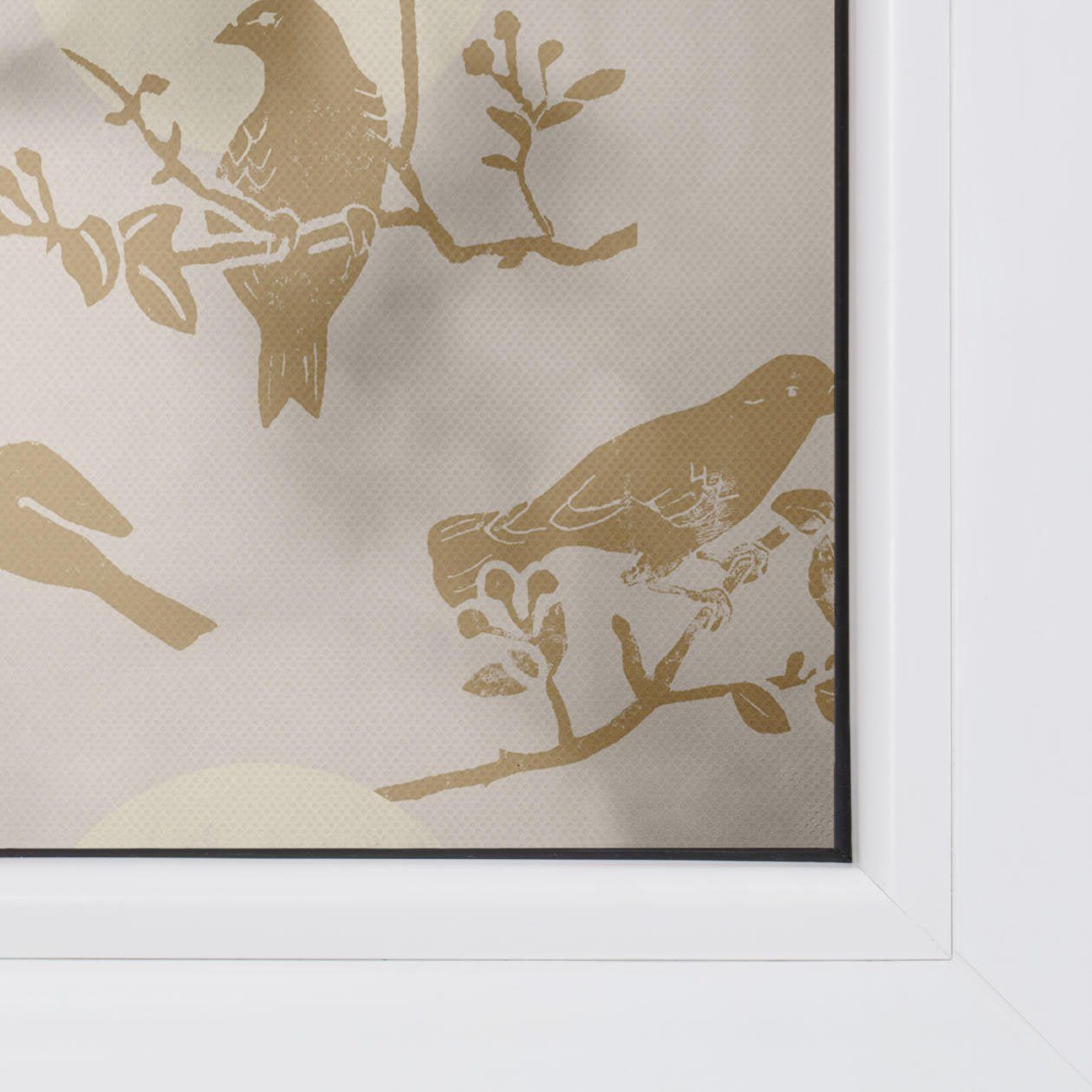 LICHTBLICK Raamfolie zelfklevend, bescherming tegen inkijk, Moon Birds - beige (1 stuk)