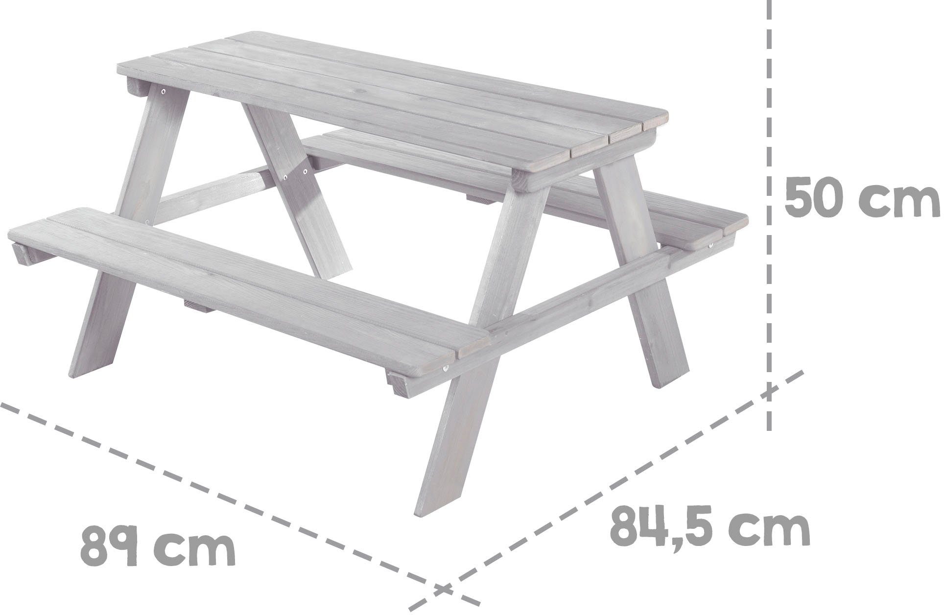 Roba® Kinderzithoek voor in de tuin Picknick voor 4 Buiten + (set, 2-delig)