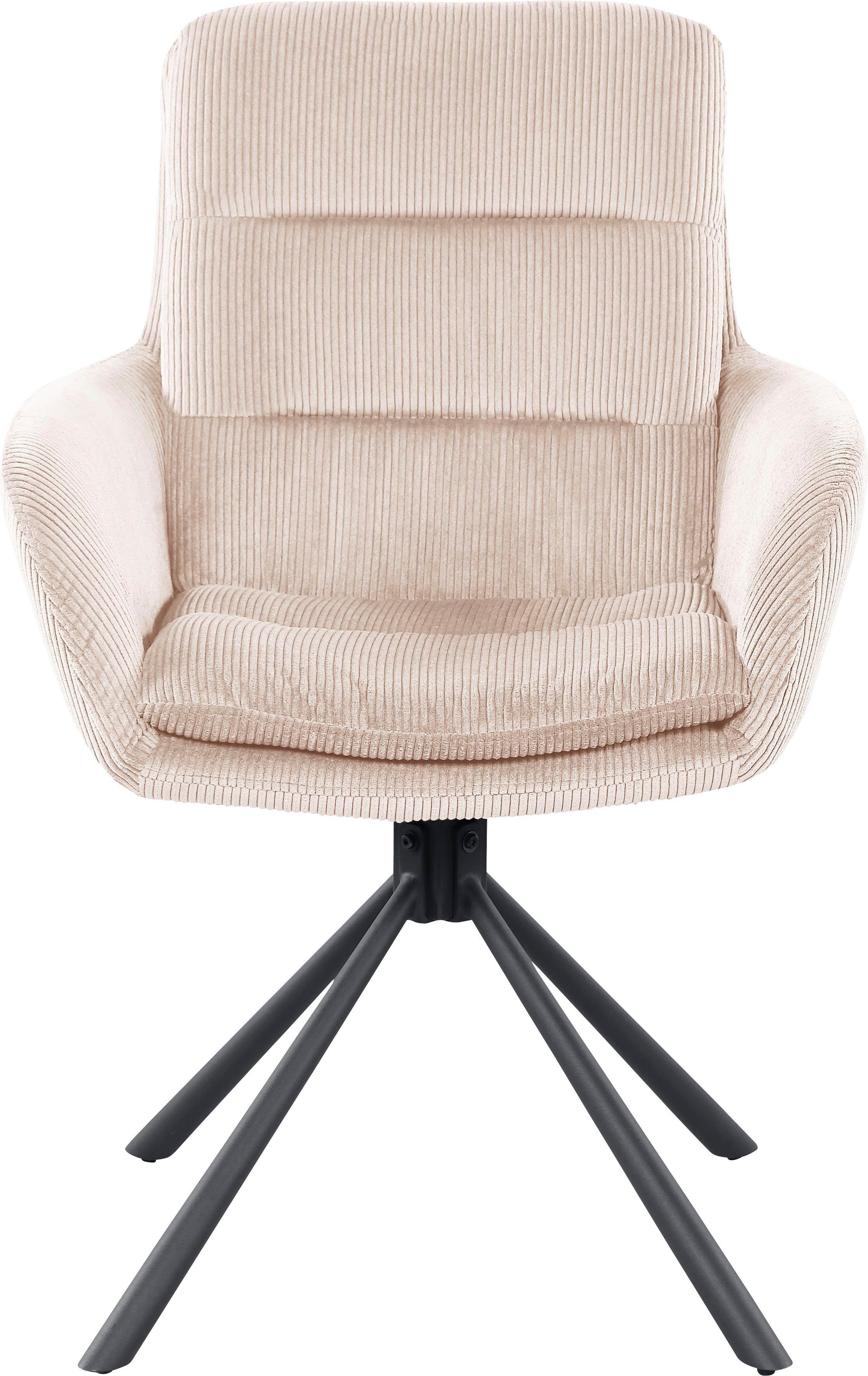 SalesFever Eetkamerstoel Pizzo armstoel Eetkamerstoel met cordstof, 360° draaifunctie (1 stuk)