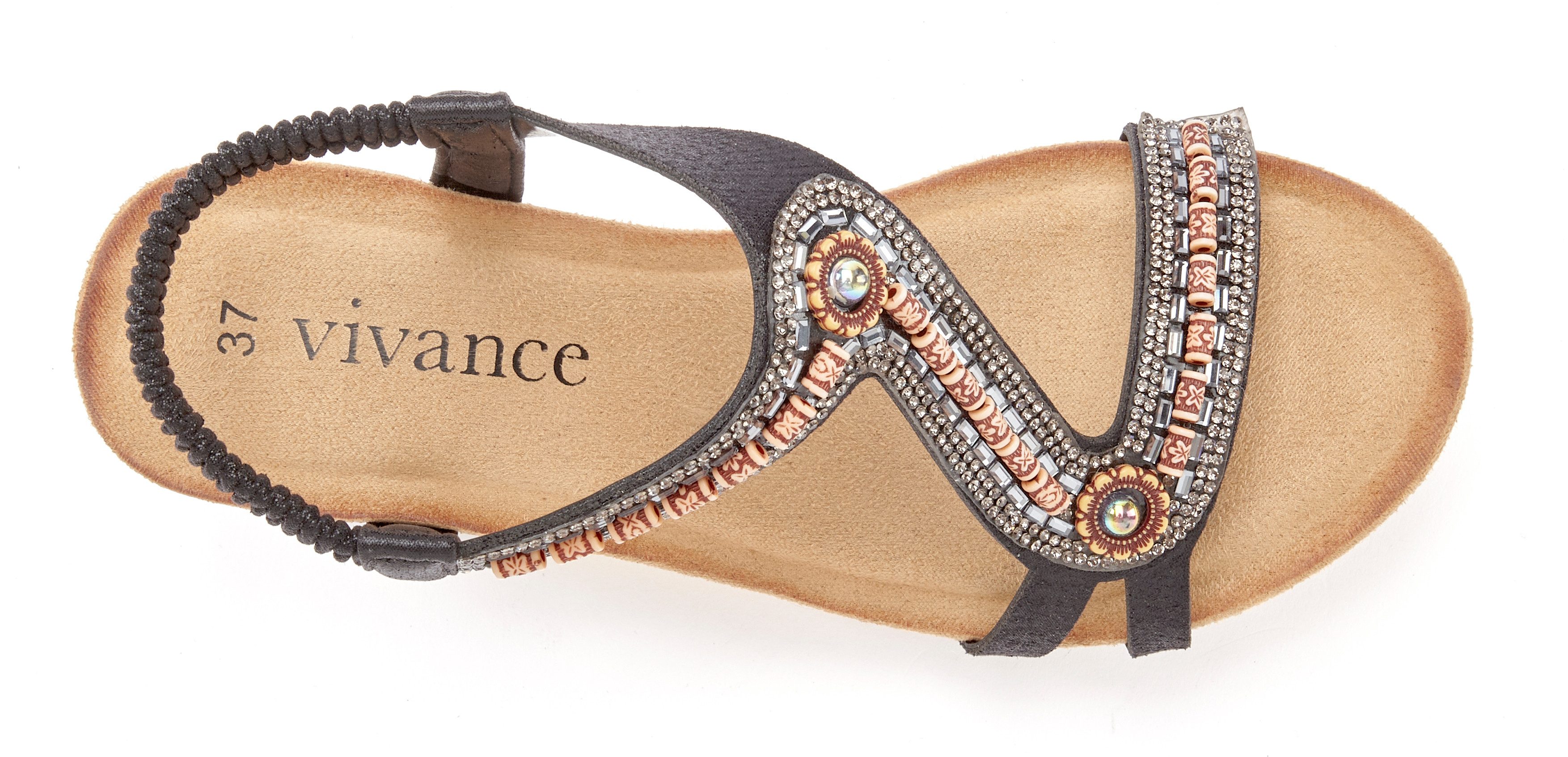 Vivance Sandaaltjes Zomerschoen Sandaal, zomerschoen met glinsterdetails en elastische bandjes VEGAN