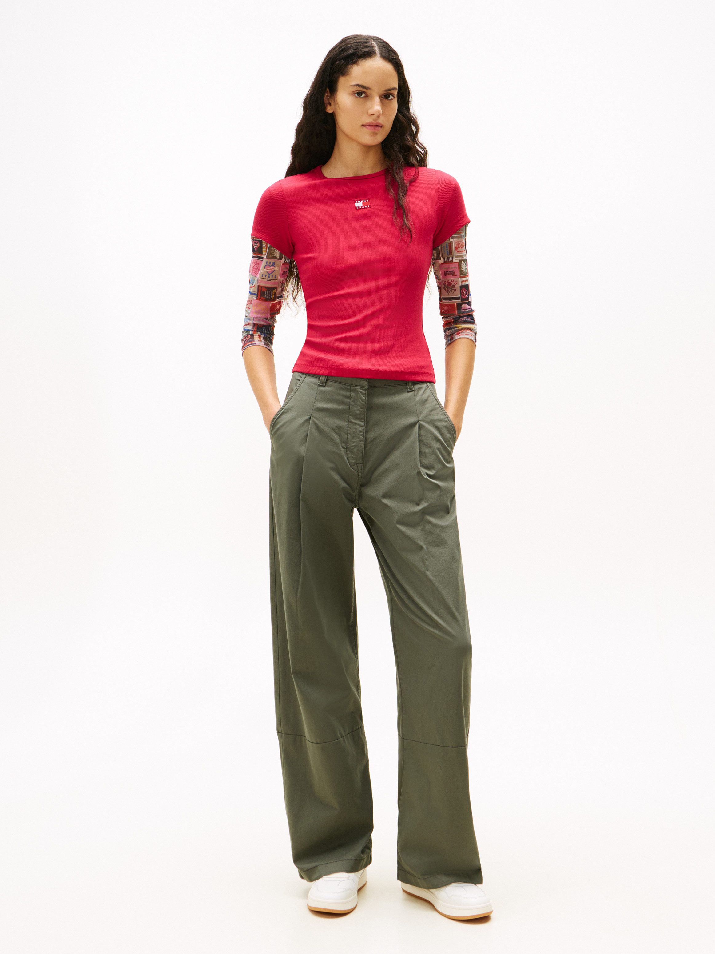 TOMMY JEANS Shirt met korte mouwen TJW SLIM BADGE RIB TEE