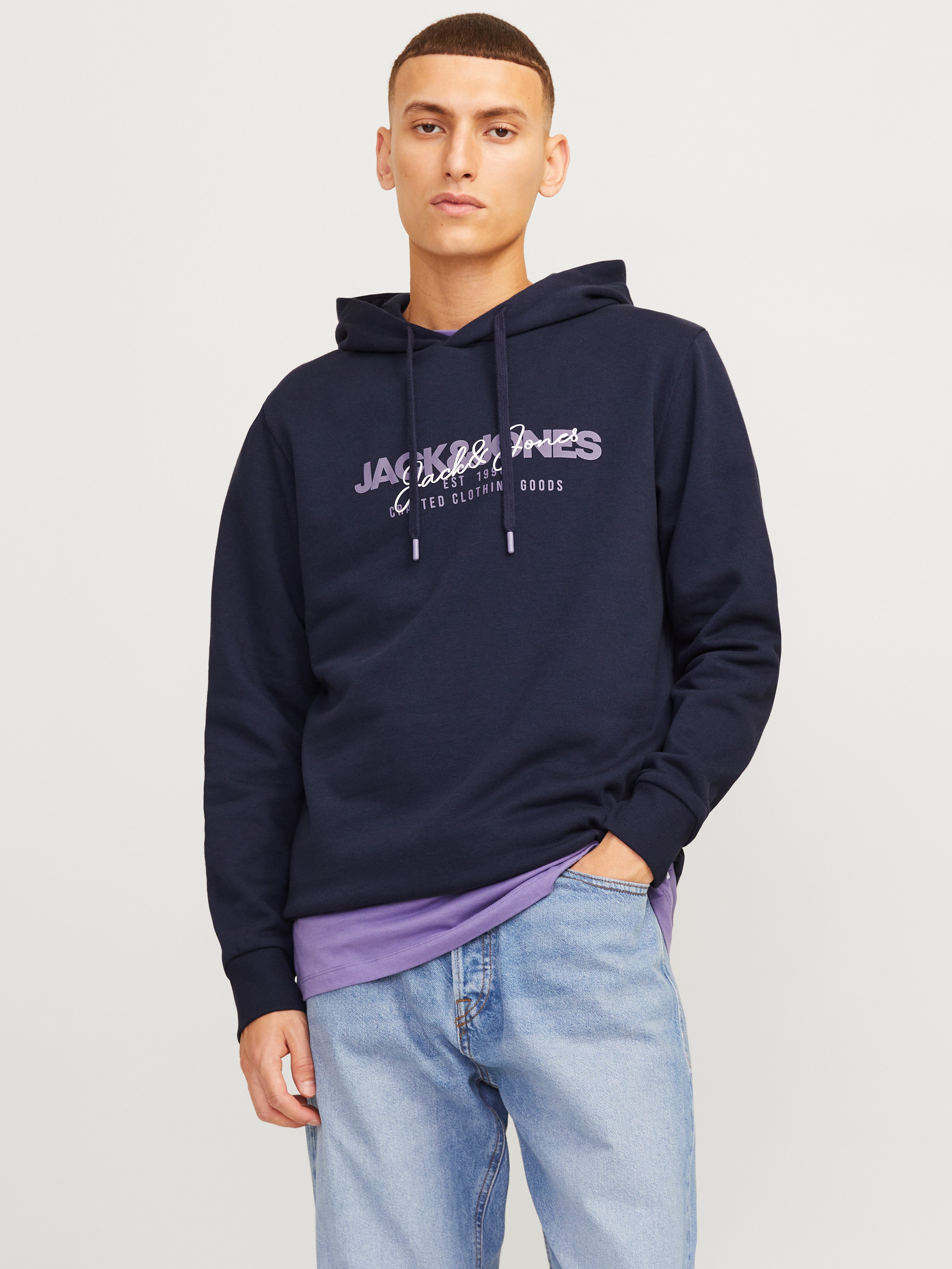 Jack & Jones Hoodie JJALVIS SWEAT HOOD heren hoodies maat S blauw