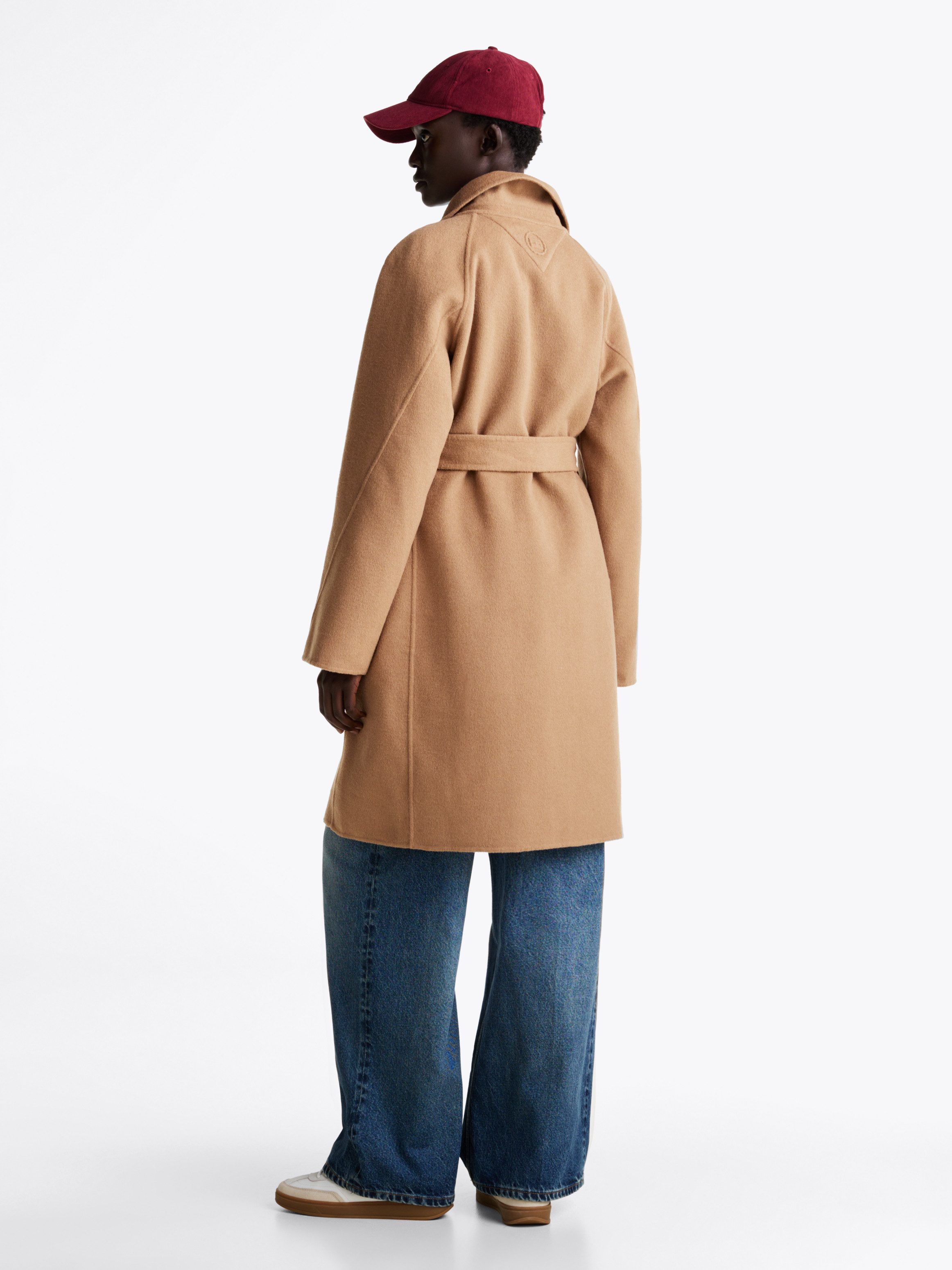 Tommy Hilfiger Korte jas REG DF WOOL BELTED COAT