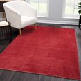 carpet city vloerkleed softshine 2236 hoge pool, bijzonder zacht, unikleurig, ideaal voor woonkamer  slaapkamer rood