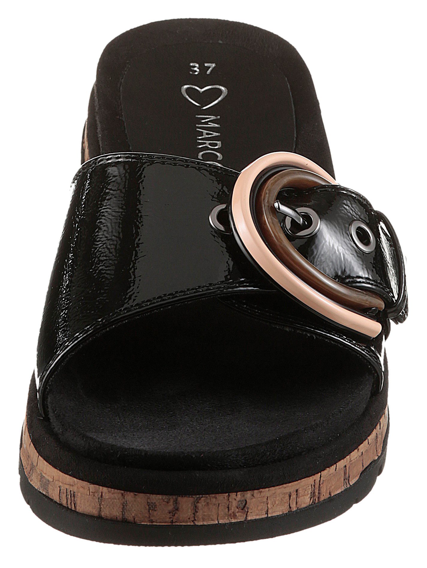 Marco Tozzi Slippers , plateau, zomerschoen, instapschoen met decoratieve gesp
