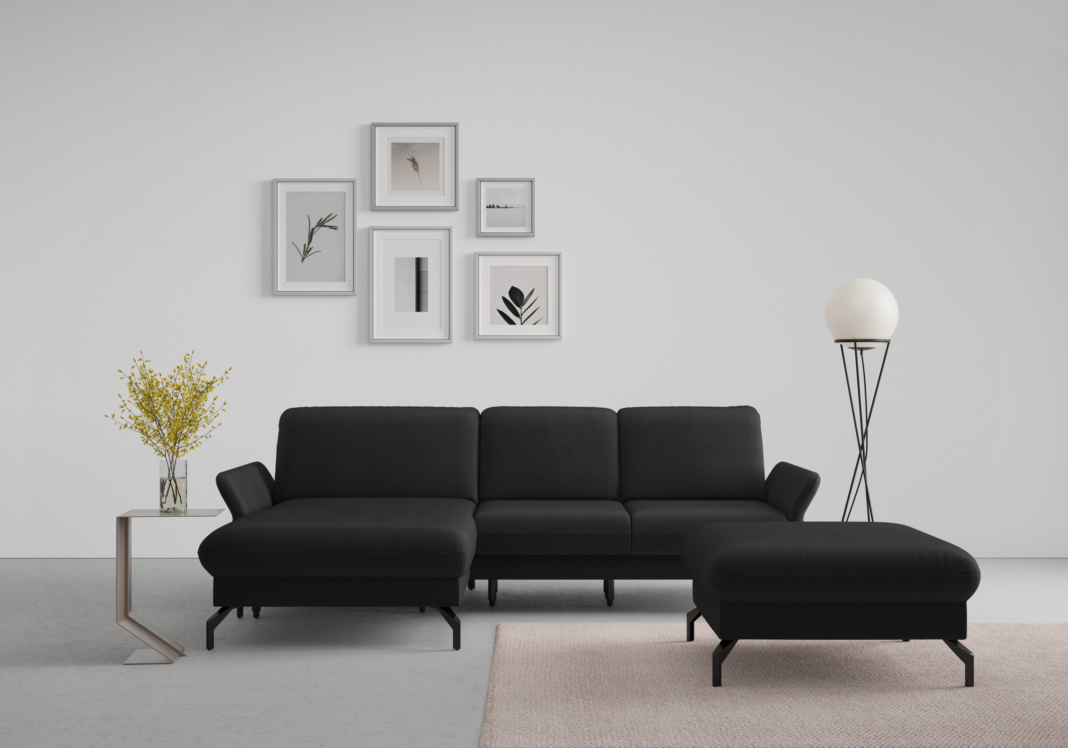 sit&more Hoekbank Fashion L-vorm naar keuze met verstelbare hoofdsteun en uittrekzitting, motorisch zwart, hoekbanken, Met verstelbare hoofdsteun-met