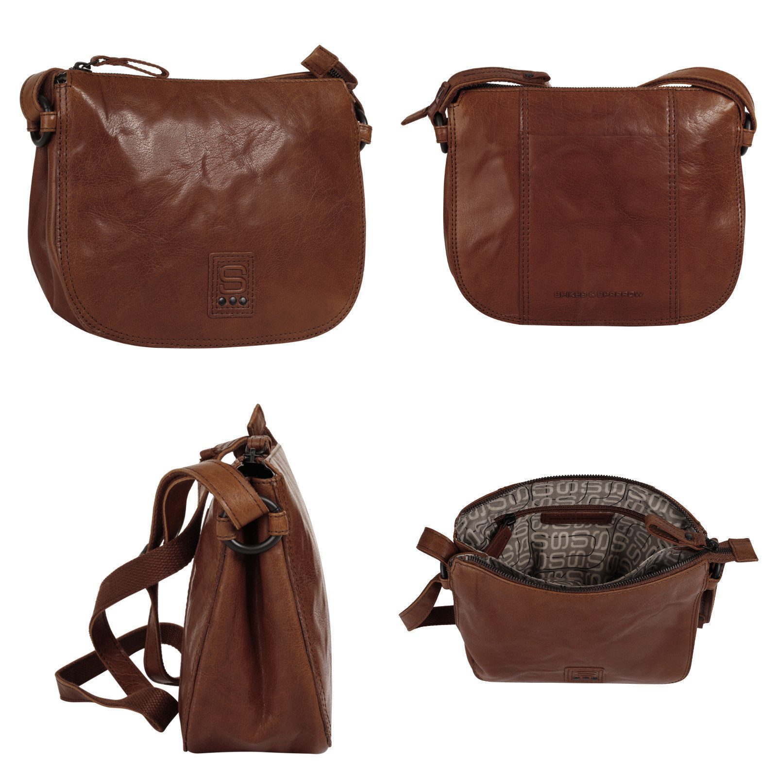 Spikes & Sparrow Schoudertas echt leder