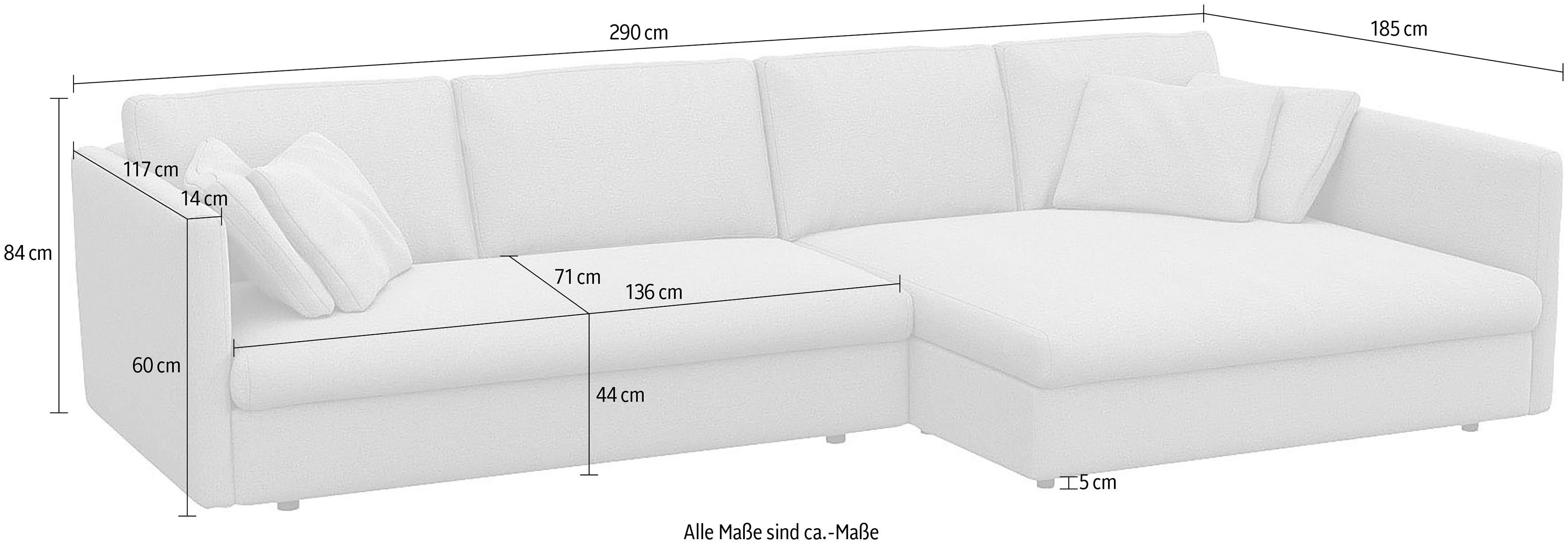 FLEXLUX Hoekbank Lovane Zacht en zeer comfortabel, grote zitdiepte op koudschuim, inclusief sierkussen