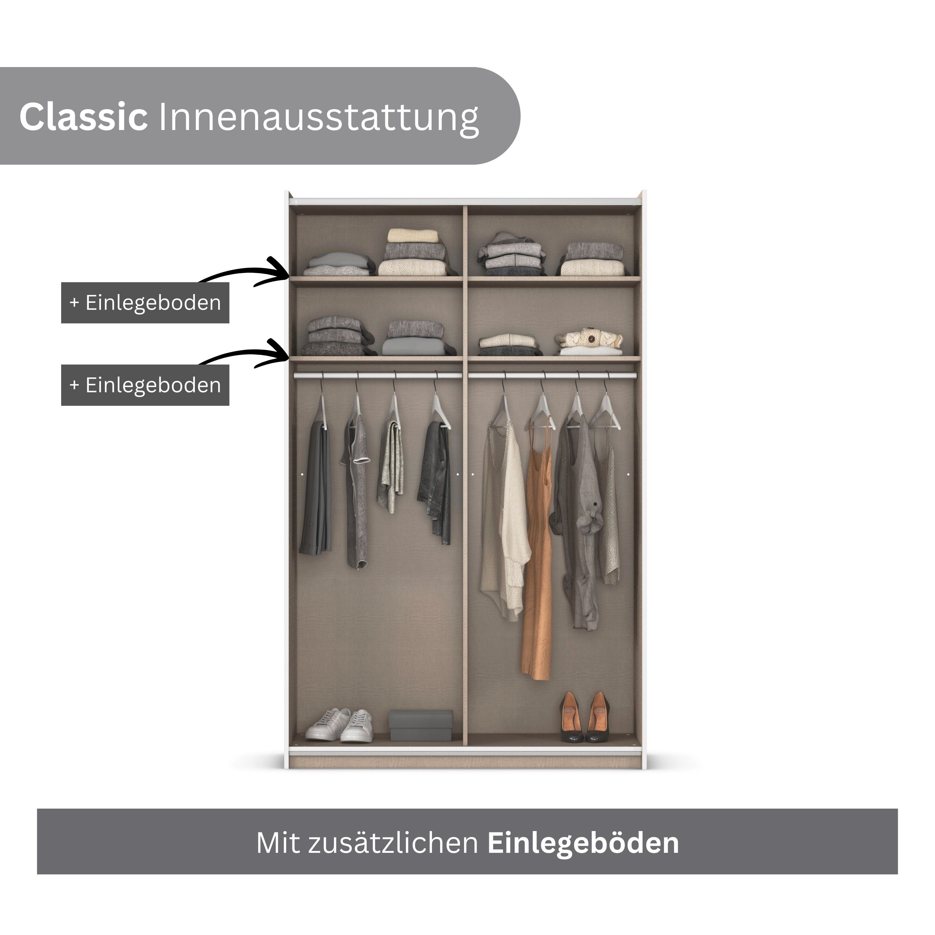 rauch Schuifdeurkast Kledingkast Kast Garderobe Slaapkamerkast OXFORD met handgrepen van metaal, ook voor kleinere ruimtes made in germany