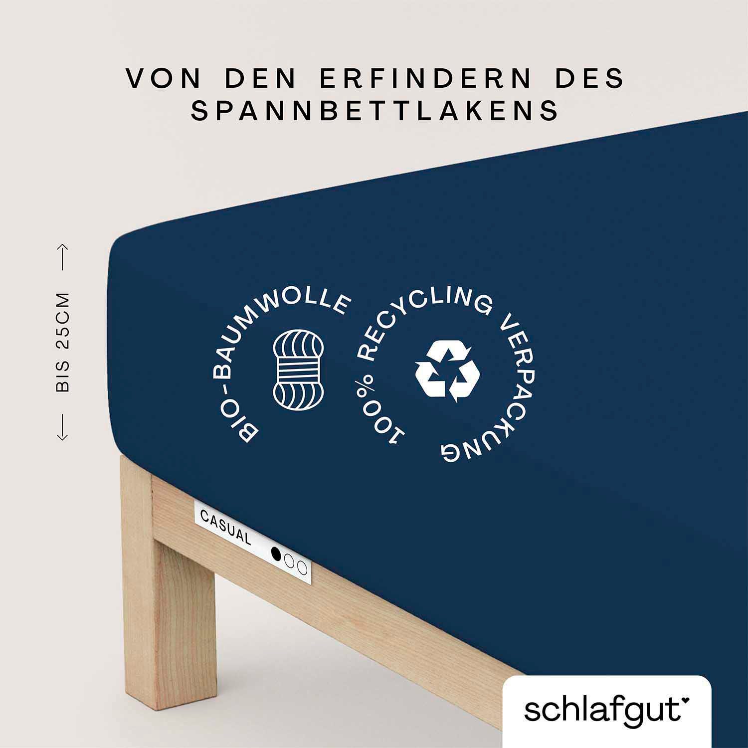 Schlafgut Hoeslaken CASUAL o.a. in maat 90x200, 140x200 of 180x200 cm, 100% biologisch katoen Dekbedovertrek voor matrassen tot 25 cm hoogte,