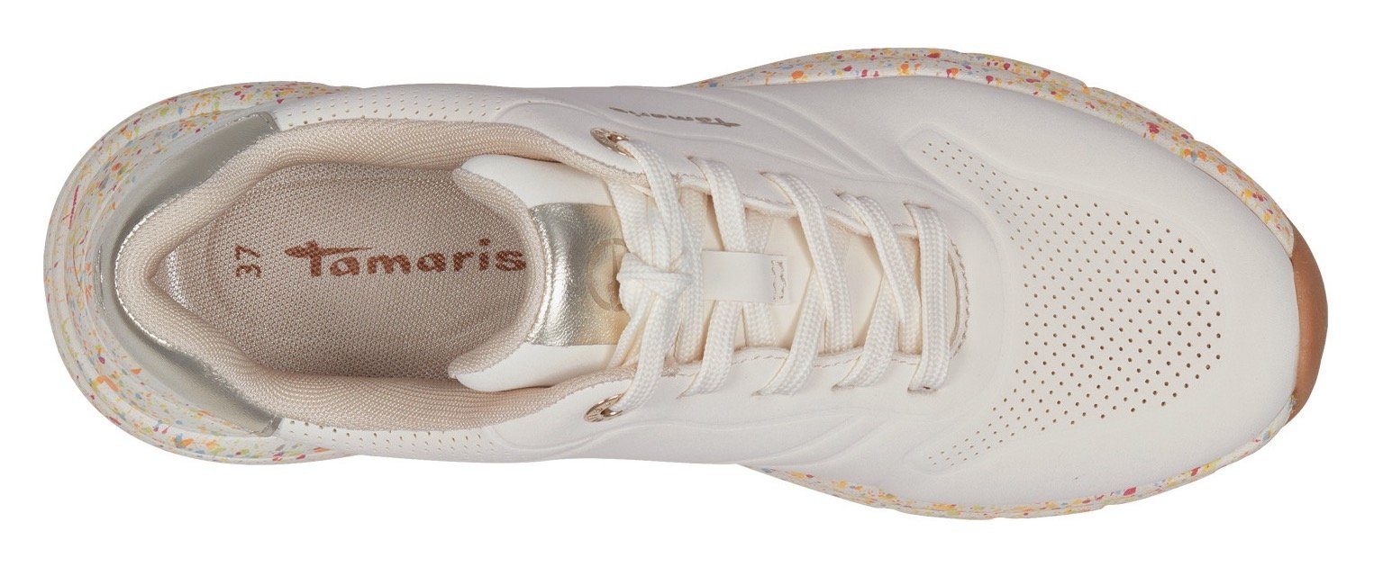 Tamaris Sneakers met gespikkelde zool, vrijetijdsschoen, lage schoen, veterschoen