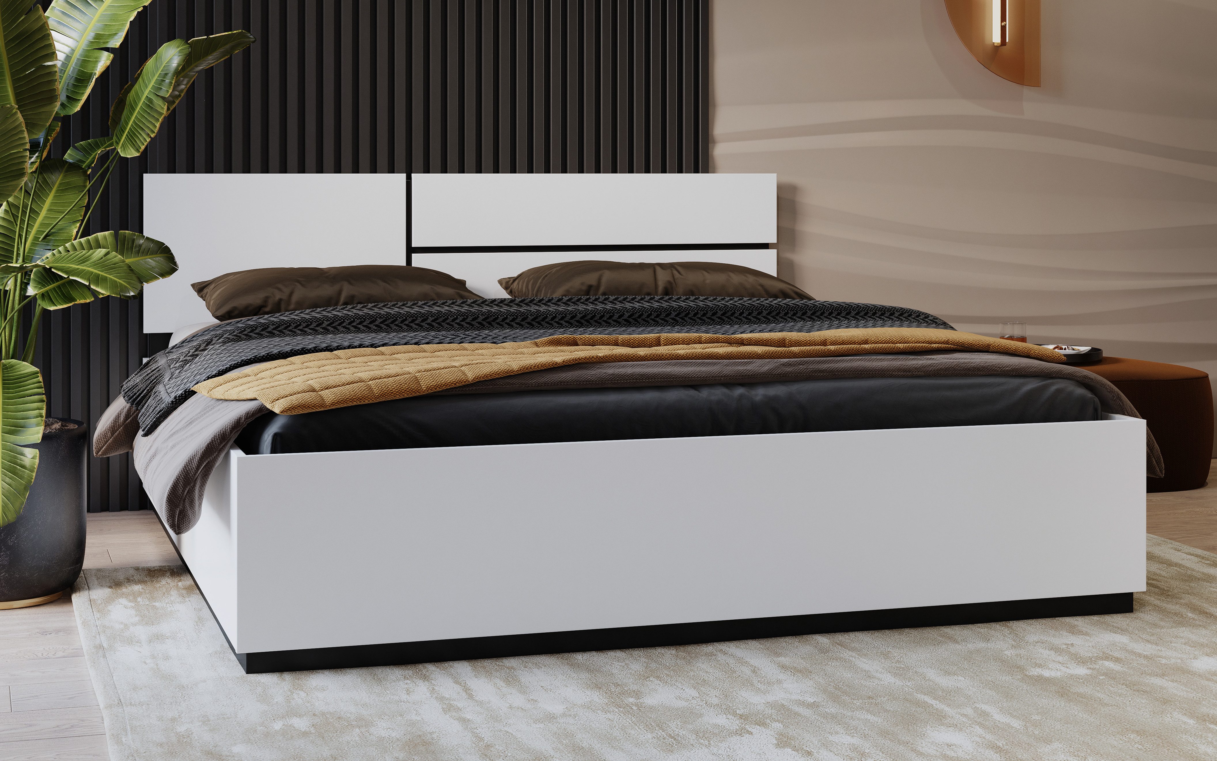 INOSIGN Bedframe Cross, moderne bedframe Tweepersoonsbed in twee maten, stabiel bedframe bedden wit