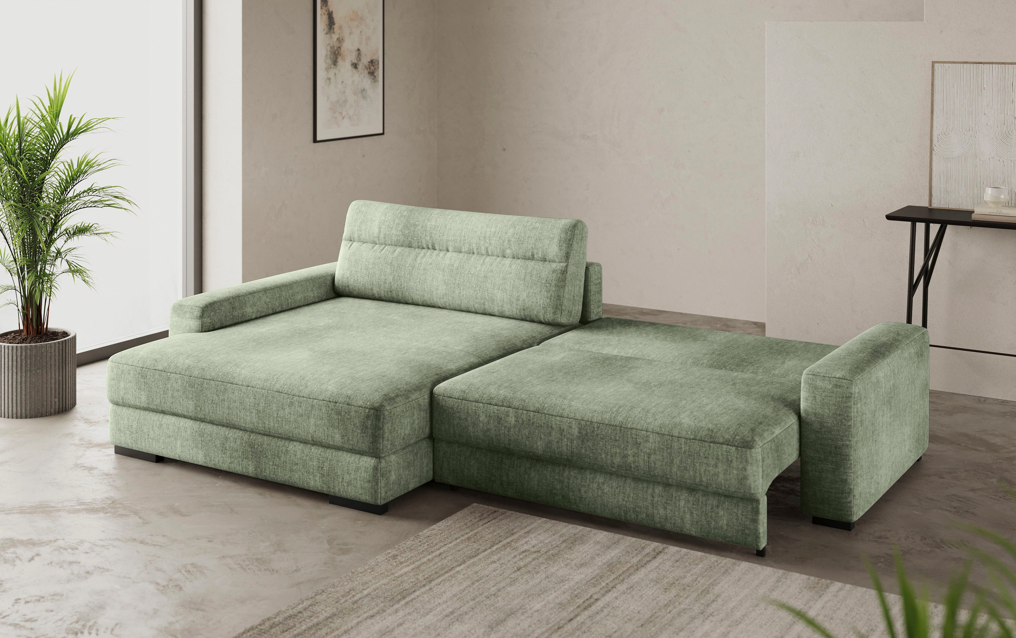 Mr. Couch Hoekbank Marcello DuraFlex L-vorm EasyBett, bedbox, koudschuimvering, tot 140 kg belastbaar