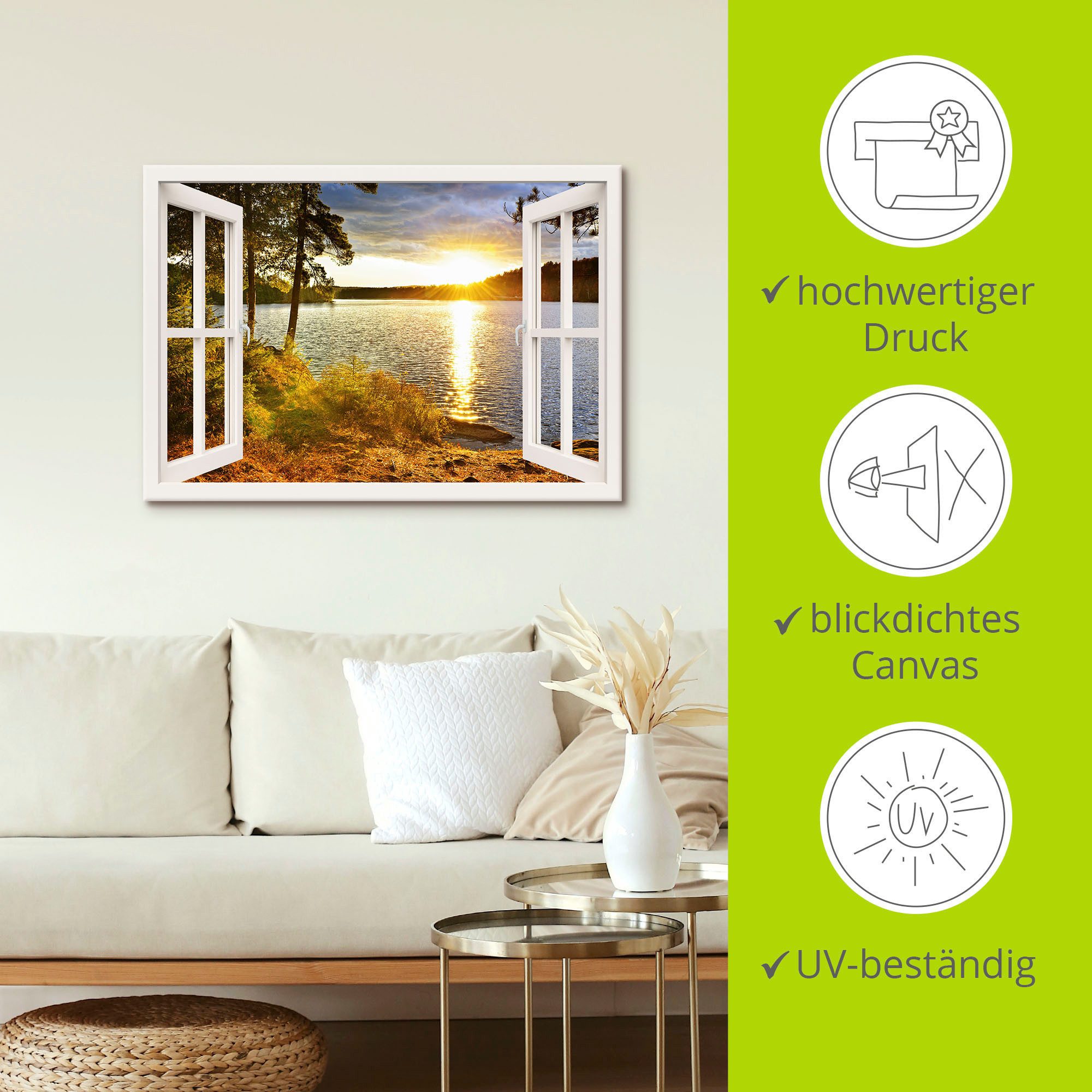 Artland Artprint Zonsondergang in Algonquin park als artprint op linnen, poster, muursticker in verschillende maten