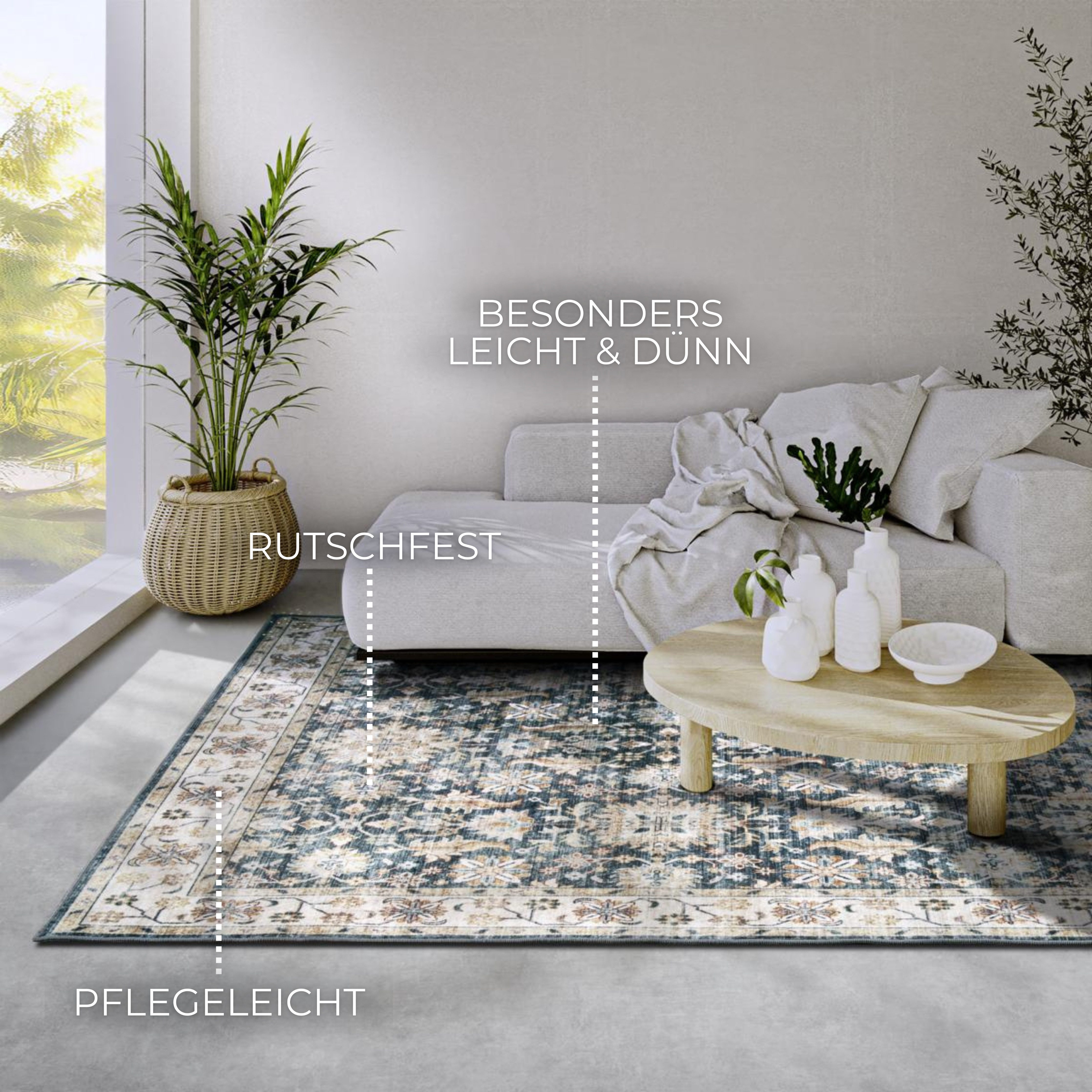 ELLE DECORATION Vloerkleed Saveh Kortpolig, antislip, vintage, klassiek, woonkamer, gang