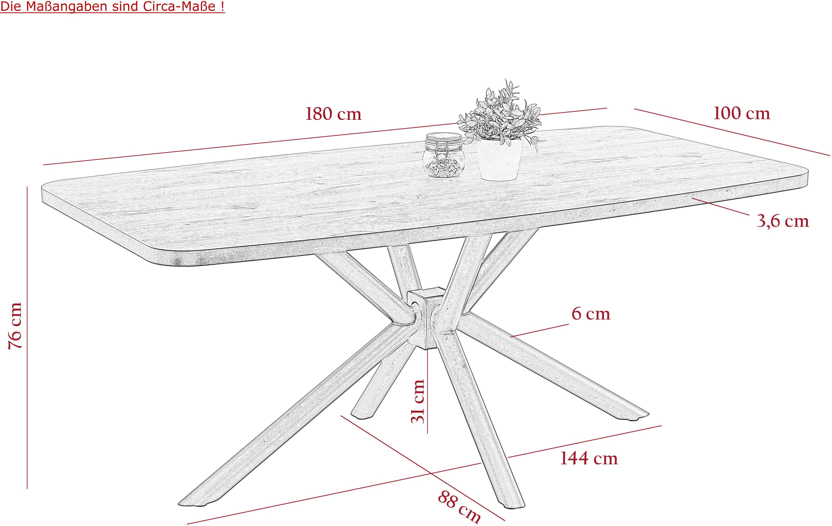 HELA Eettafel Jana ABS-kant, melamine, bootvormig, verdubbeld, breedte 180 cm (1 stuk)