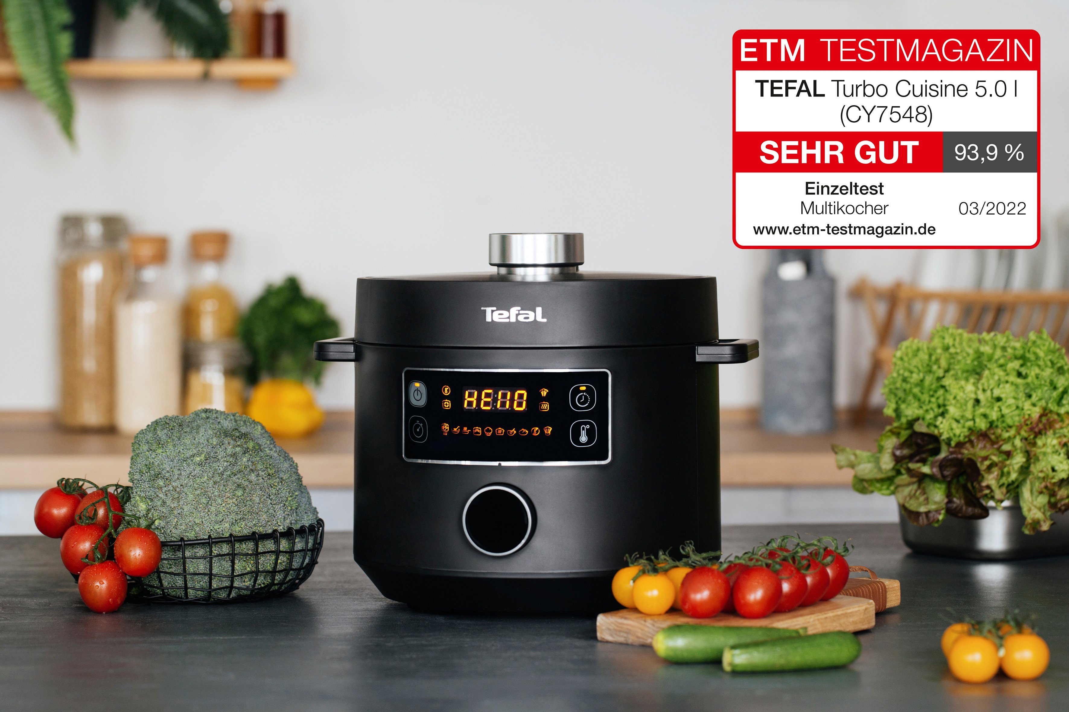 Tefal Multi-cooker CY7548 Turbo Cuisine elektrische snelkookpan, 10 automatische programma’s, veelzijdig