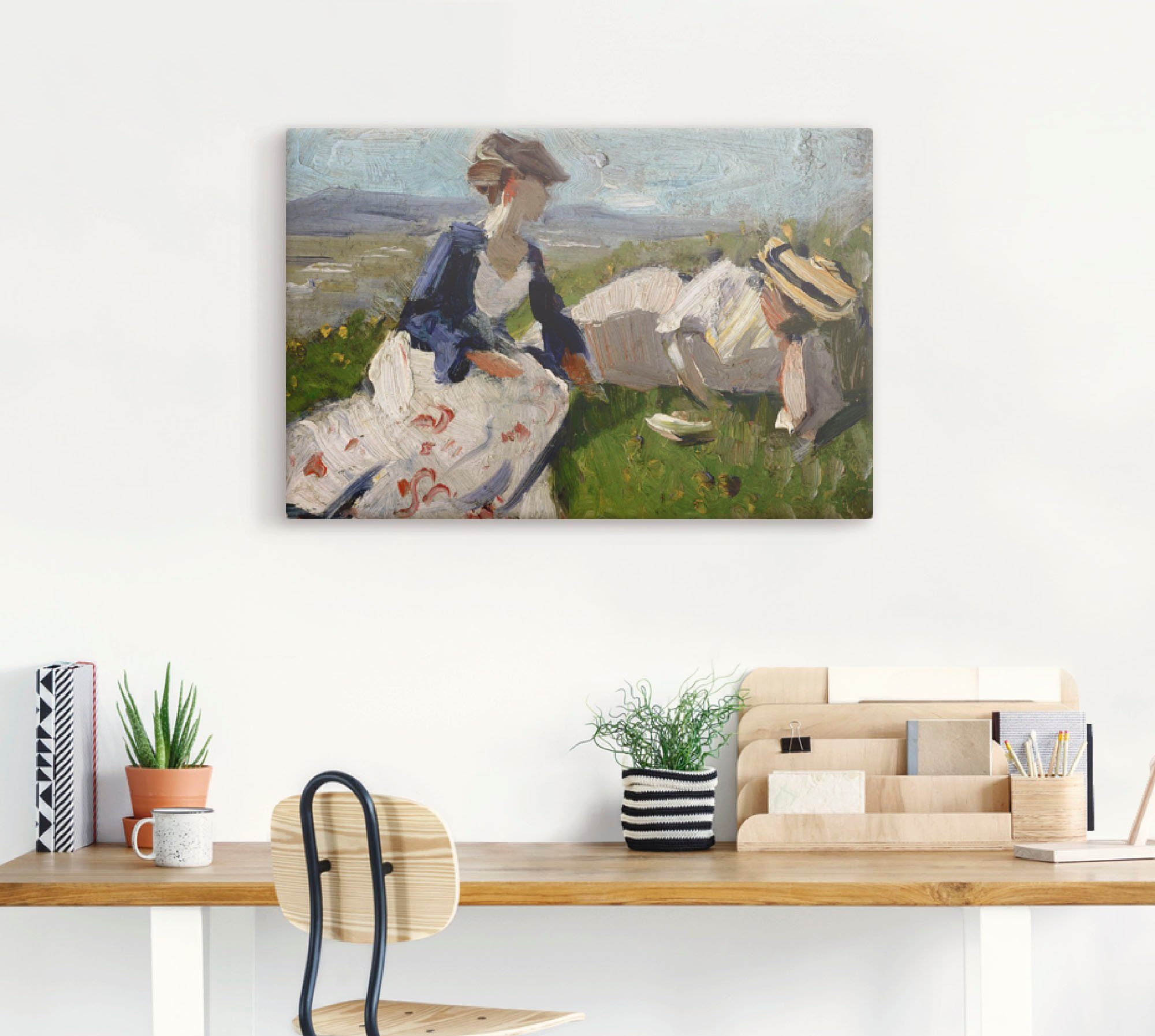 Artland Artprint Twee vrouwen bij de berg als artprint van aluminium, artprint op linnen, muursticker of poster in verschillende maten
