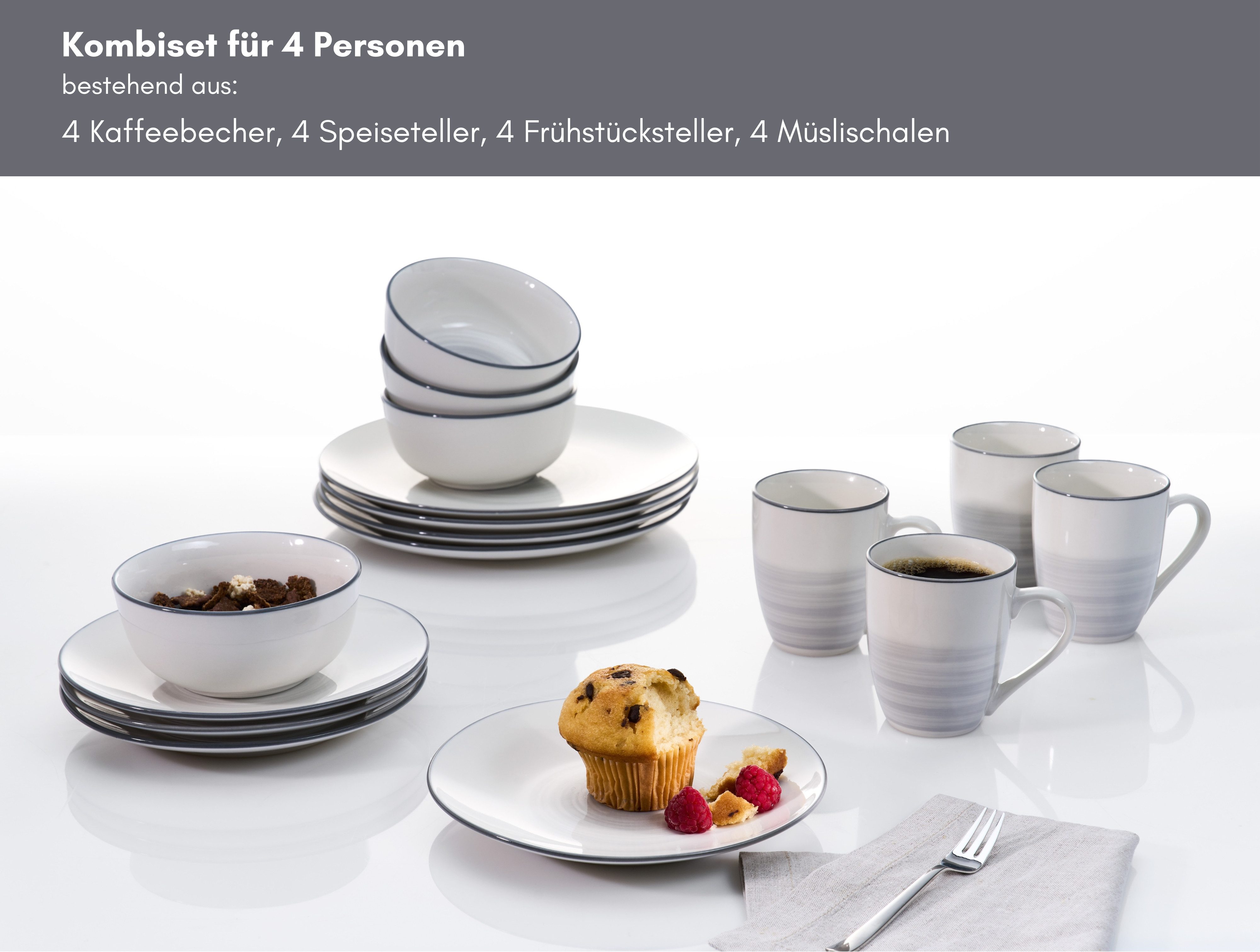 Ritzenhoff & Breker Combi-servies Luna Aquarel-stijl (set, 16-delig)