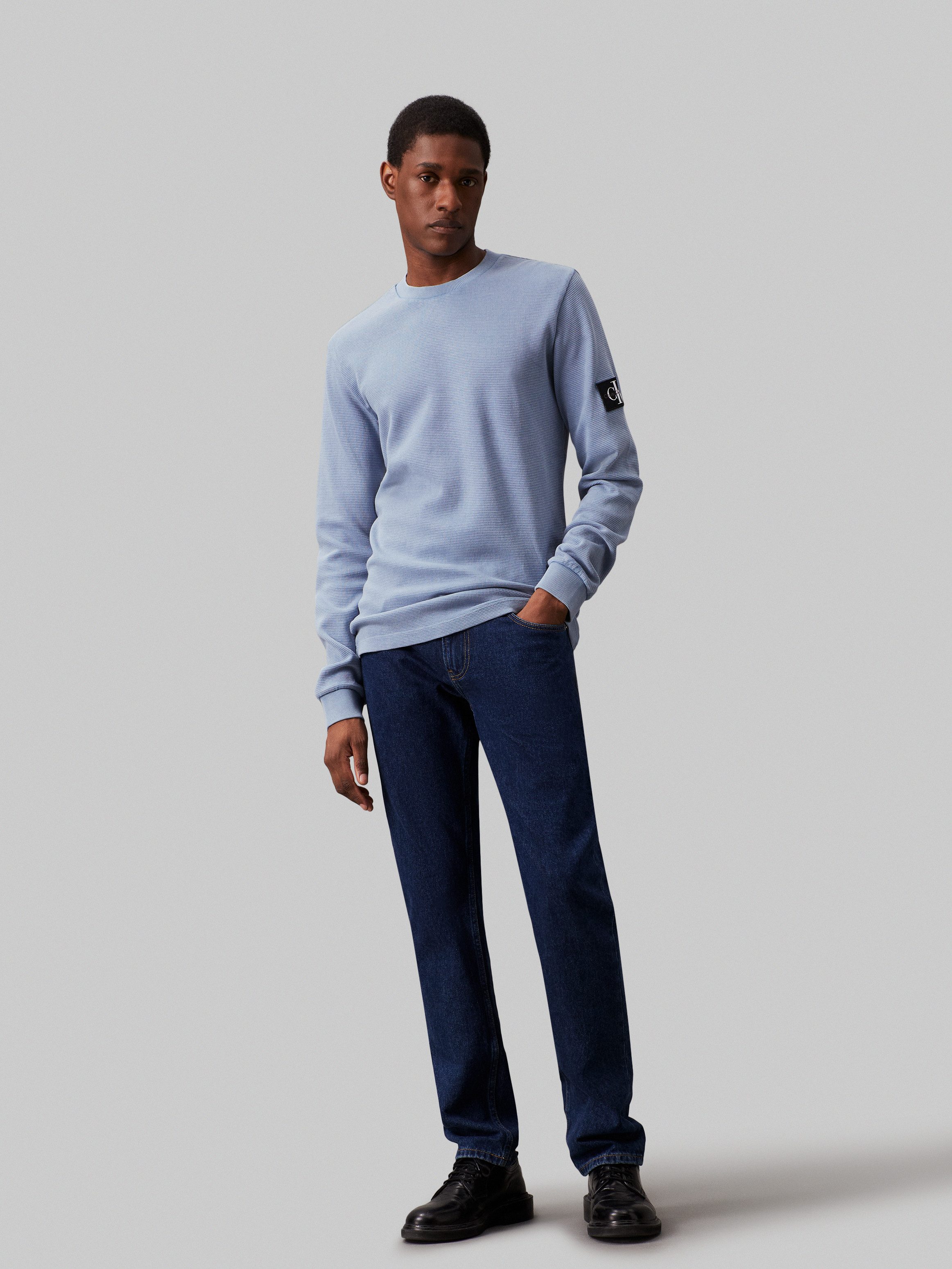 Calvin Klein Shirt met lange mouwen WASHED BADGE WAFFLE LS TEE