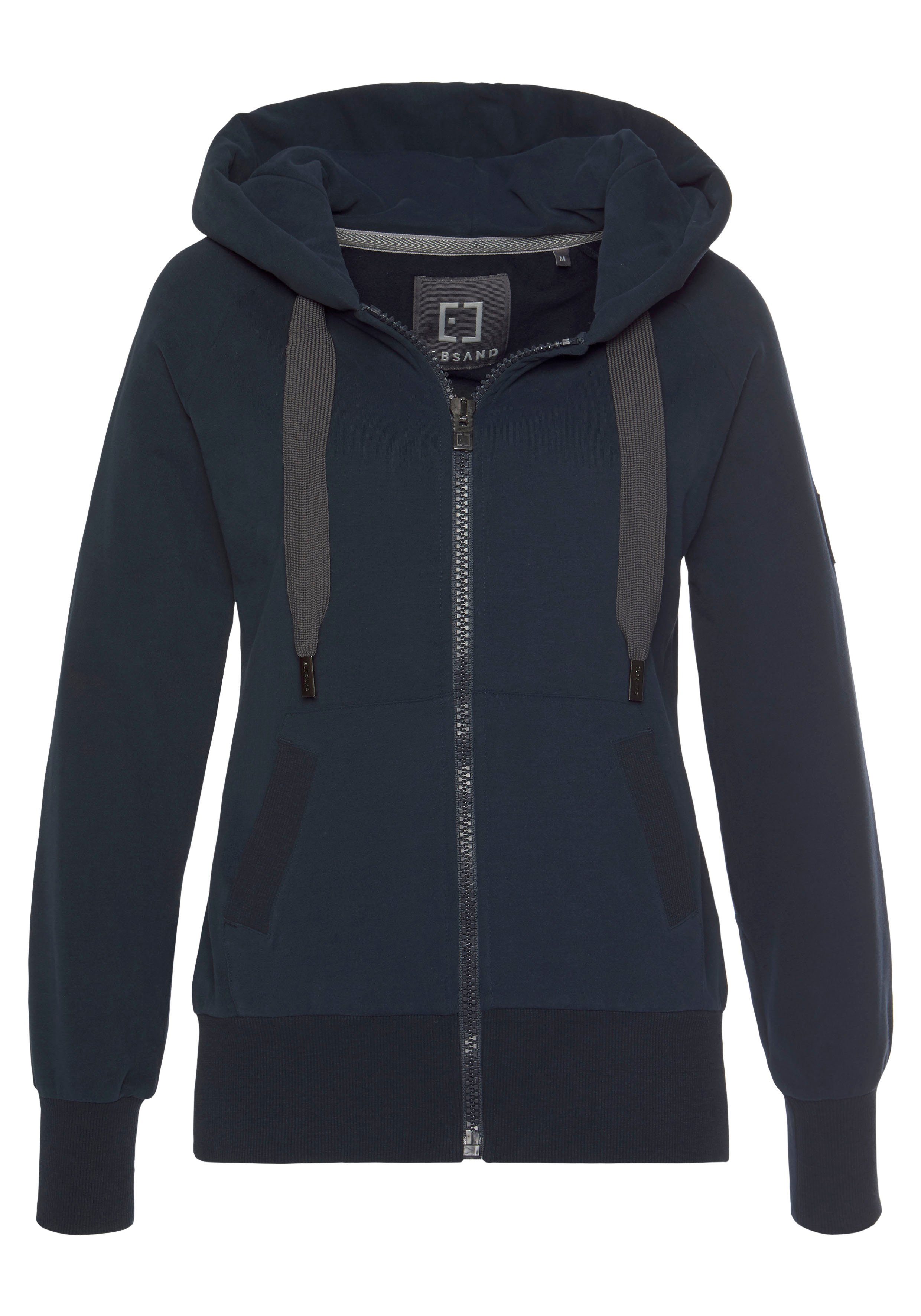Elbsand Sweatvest met logo-borduurwerk op de capuchon, comfortabele vrijetijdjack met zakken