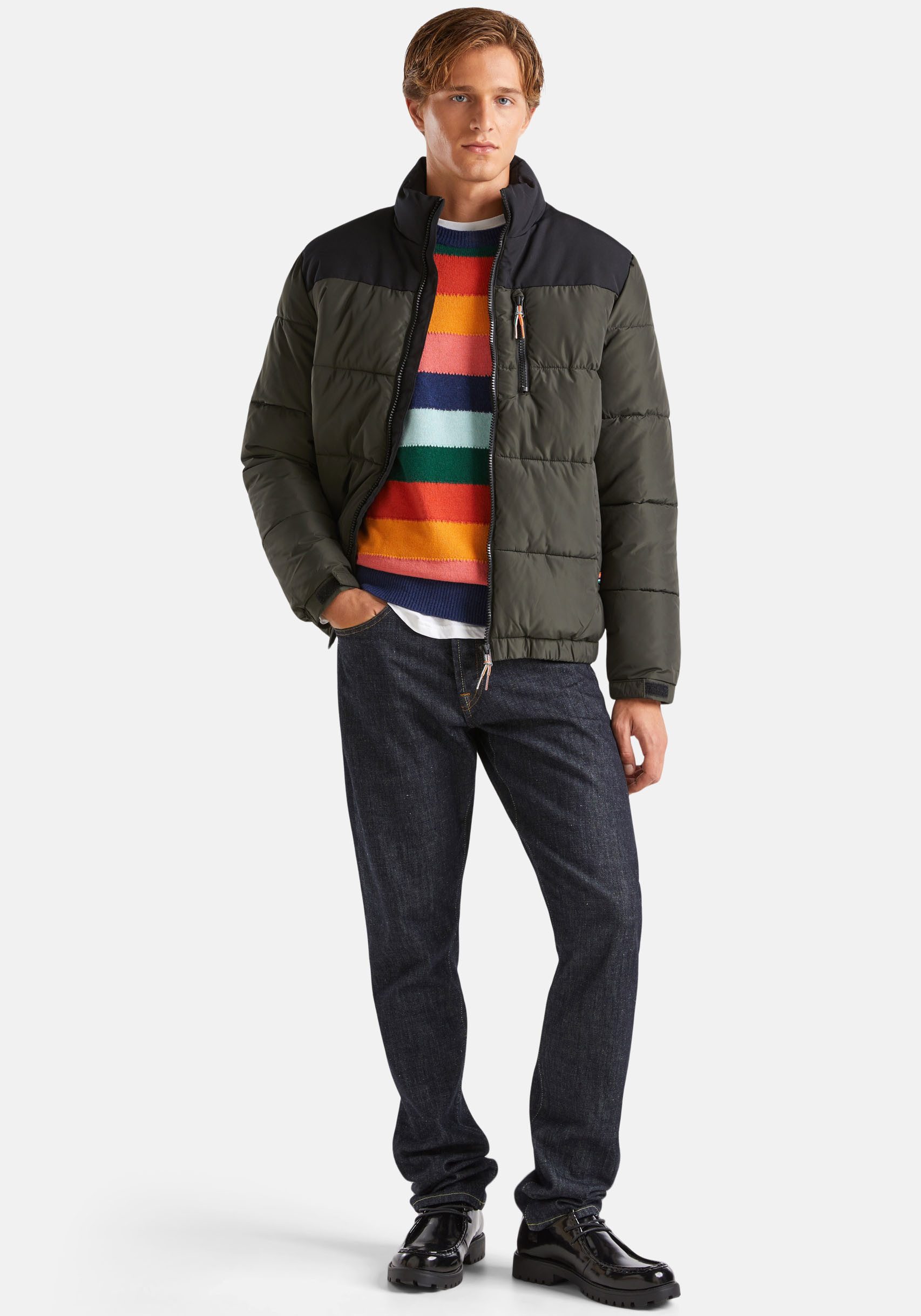 United Colors of Benetton Gewatteerde jas met een contrastkleurige inzet