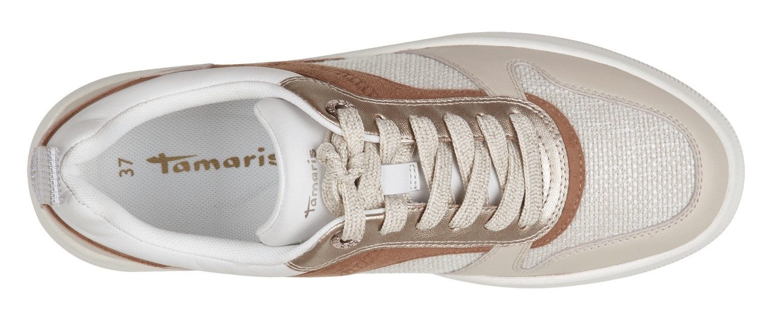 Tamaris Plateausneakers vrijetijdsschoen, lage schoen, veterschoen met contrastafwerkingen