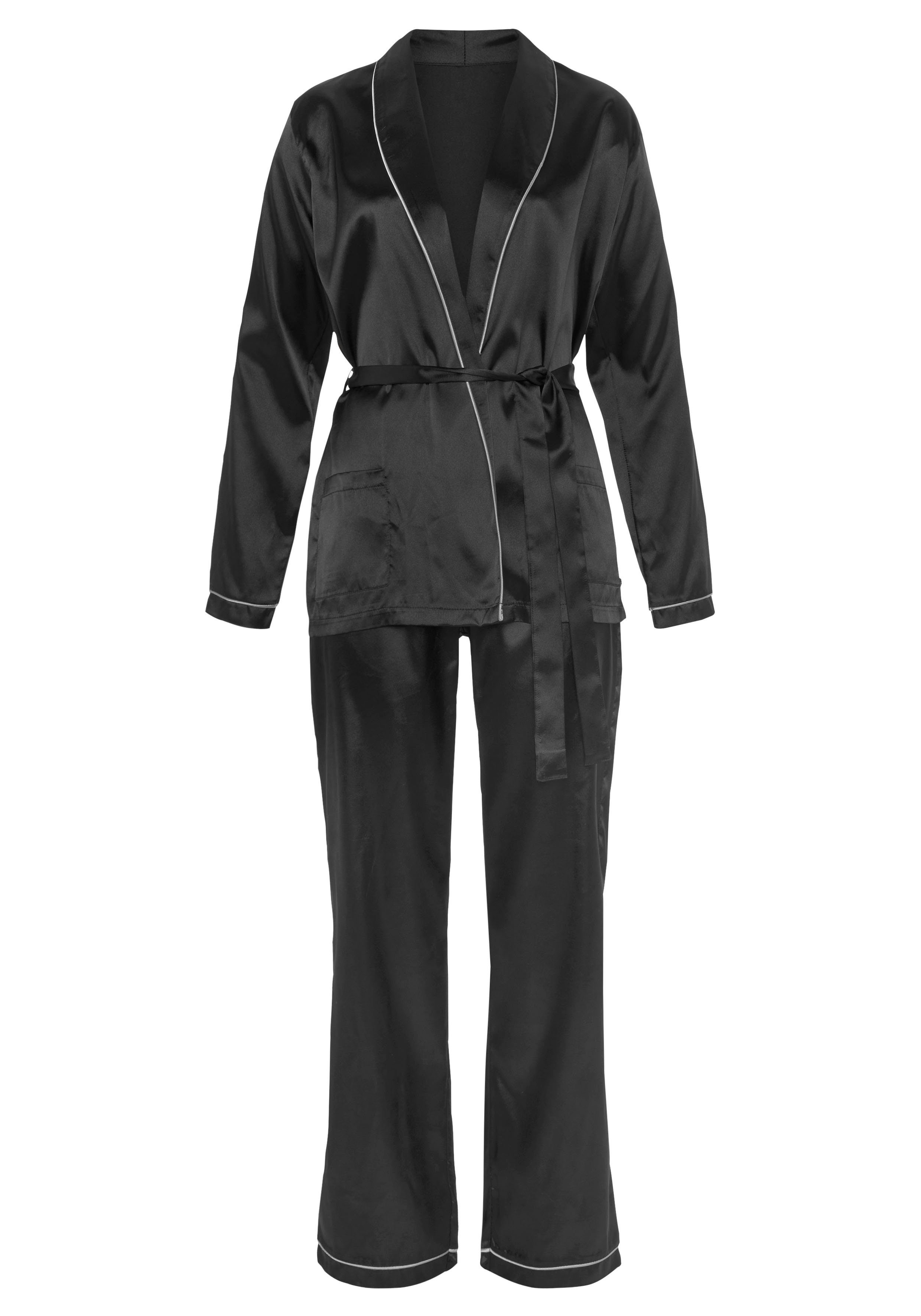 Bruno Banani Pyjama met contrasterende paspel-details (2-delig, 1 stuk)
