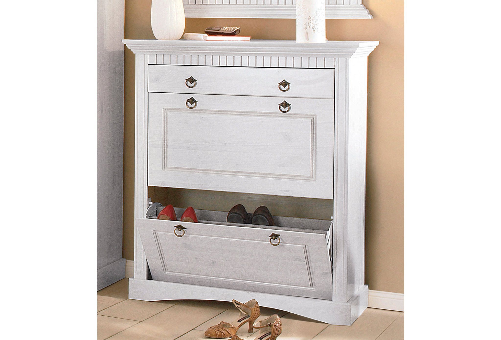 Home affaire Schoenenkast Rustiek van massief grenen, breedte 84 cm, in paneel-look