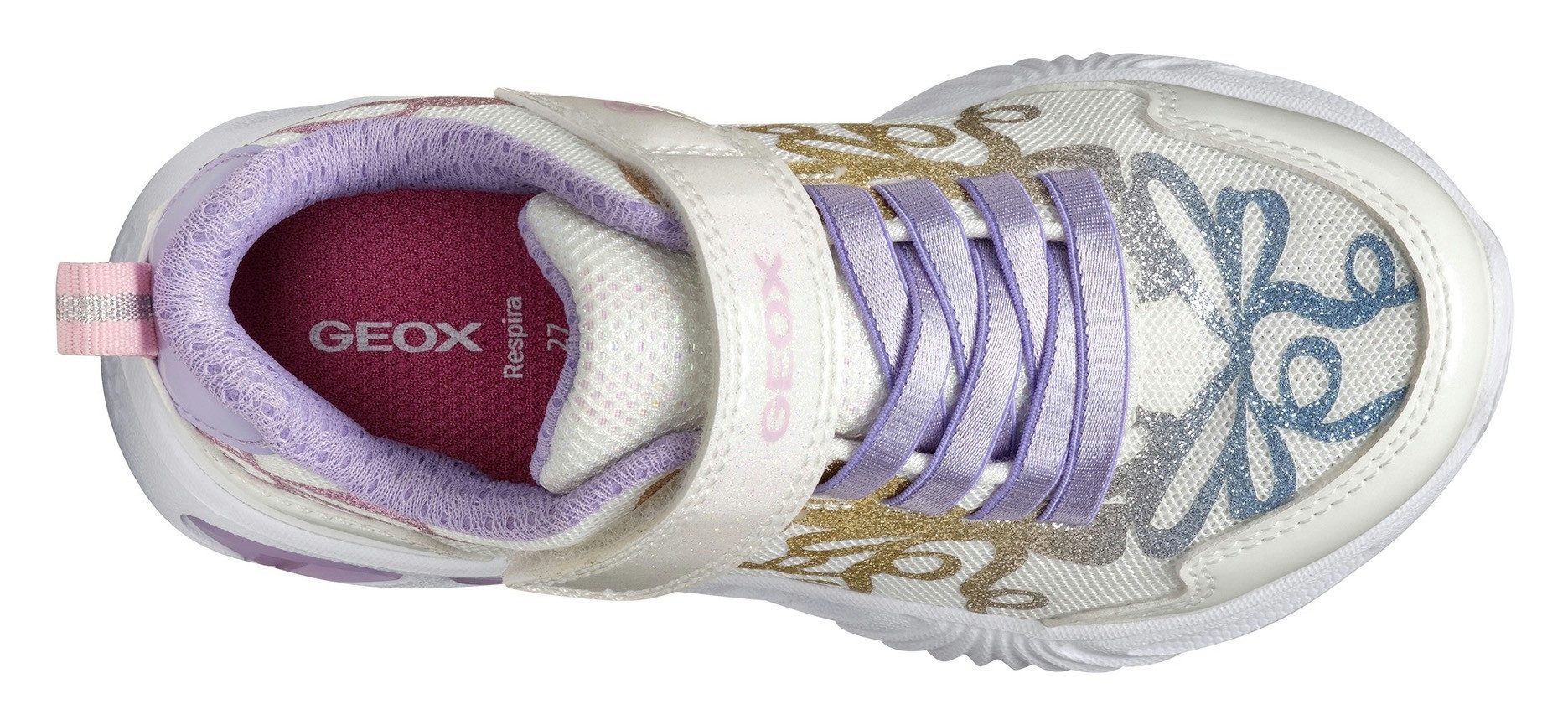 Geox Sneakers J ASSISTER GIRL knipperschoen , klittenbandschoen met kleurrijke glitterstrikpatroon en knipperfunctie